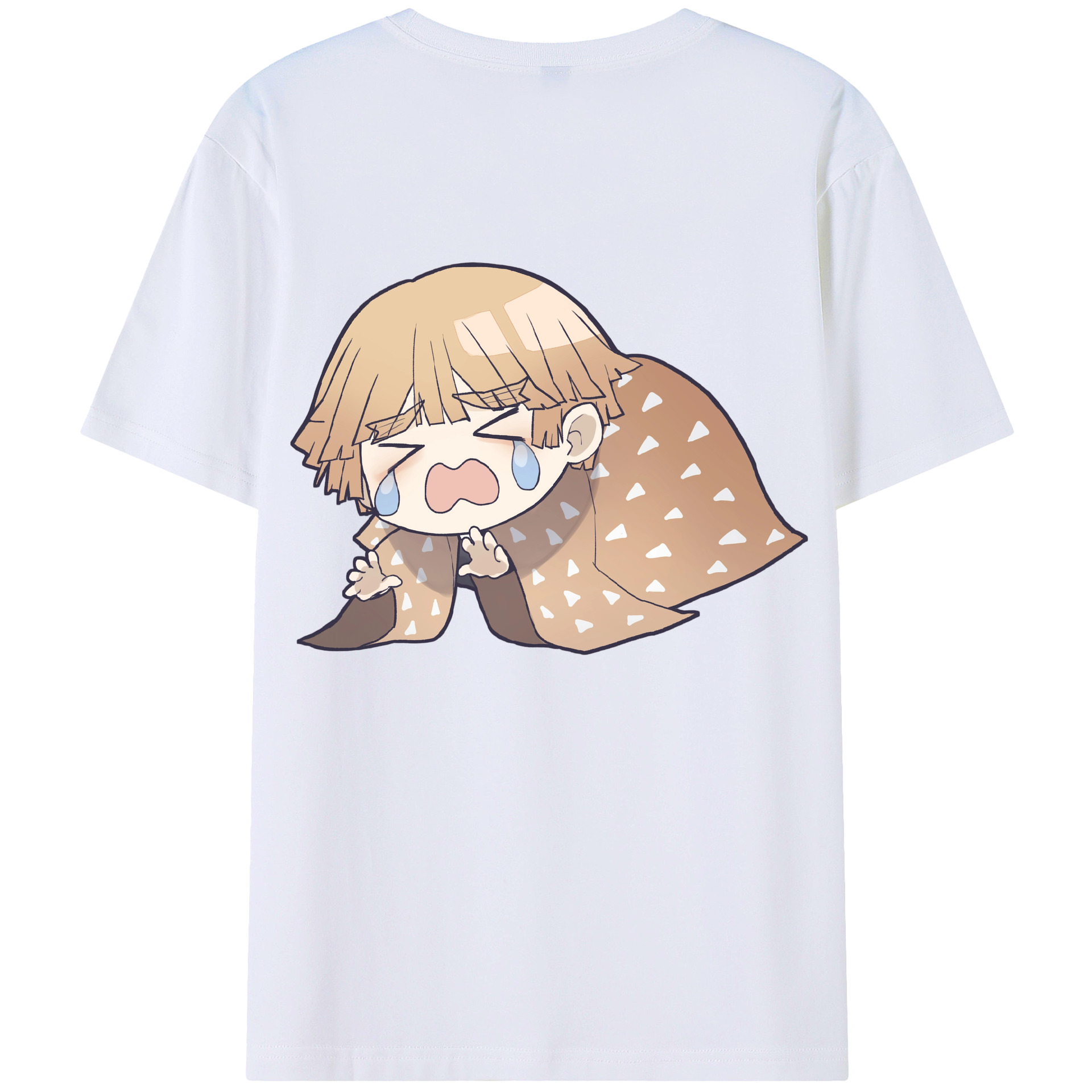 （画像用） 鬼滅の刃（きめつのやいば）我妻 善逸／あがつま ぜんいつ Agatsuma Zenitsu 綿100％ メンズ半袖Tシャツ（バックプリント） 通気性