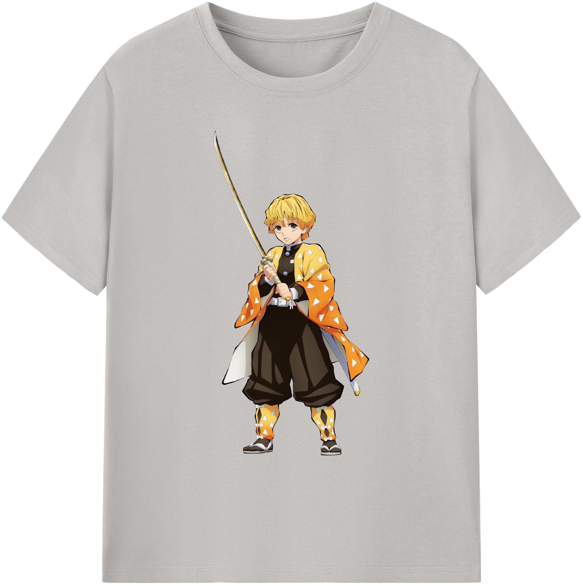 （画像用） 鬼滅の刃（きめつのやいば）我妻 善逸／あがつま ぜんいつ Agatsuma Zenitsu 綿100％ メンズ半袖Tシャツ｜肌触りやわらか＆通気性