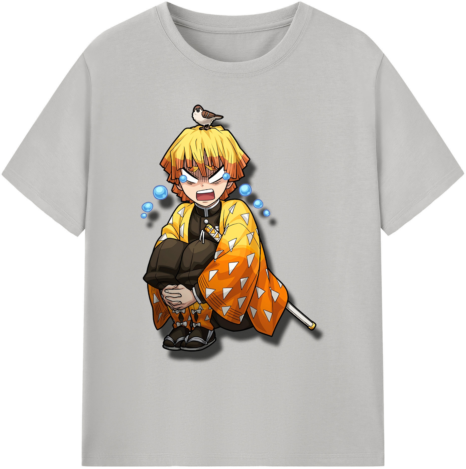 （画像用） 鬼滅の刃（きめつのやいば）我妻 善逸／あがつま ぜんいつ Agatsuma Zenitsu 綿100％ メンズ半袖Tシャツ｜肌触りやわらか＆通気性