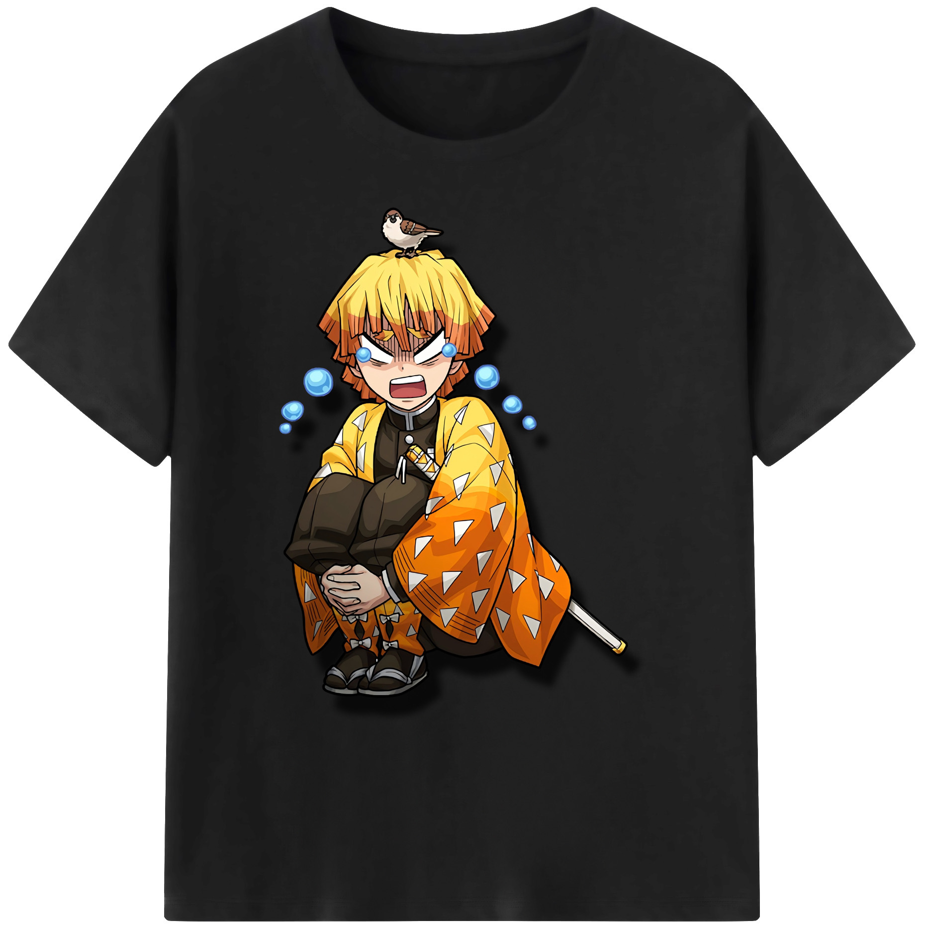 （画像用） 鬼滅の刃（きめつのやいば）我妻 善逸／あがつま ぜんいつ Agatsuma Zenitsu 綿100％ メンズ半袖Tシャツ｜肌触りやわらか＆通気性