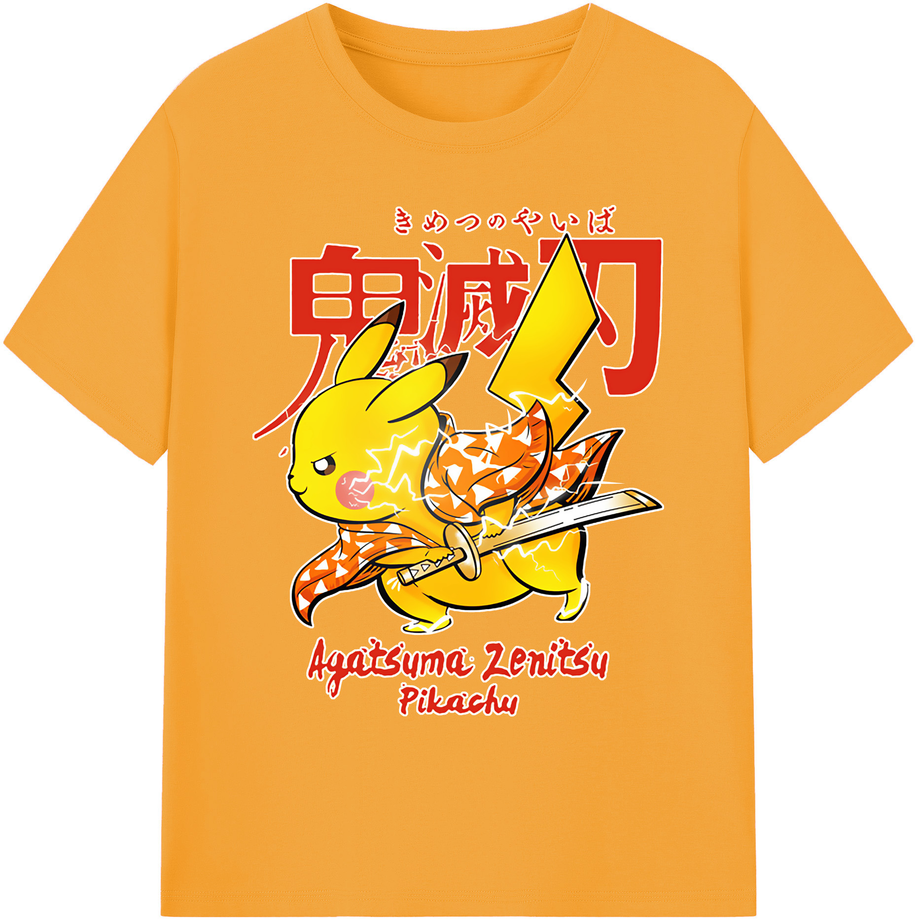 （画像用） 鬼滅の刃（きめつのやいば）我妻 善逸／あがつま ぜんいつ Agatsuma Zenitsu 綿100％ メンズ半袖Tシャツ｜肌触りやわらか＆通気性