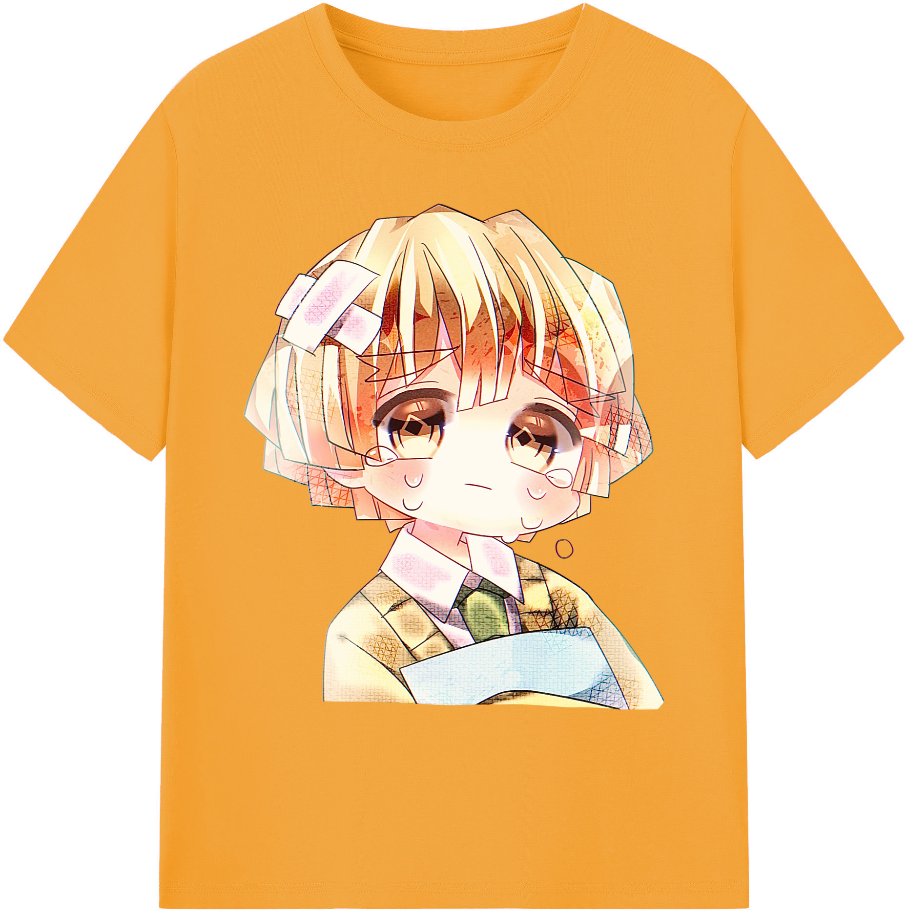 （画像用） 鬼滅の刃（きめつのやいば）我妻 善逸／あがつま ぜんいつ Agatsuma Zenitsu 綿100％ メンズ半袖Tシャツ｜肌触りやわらか＆通気性