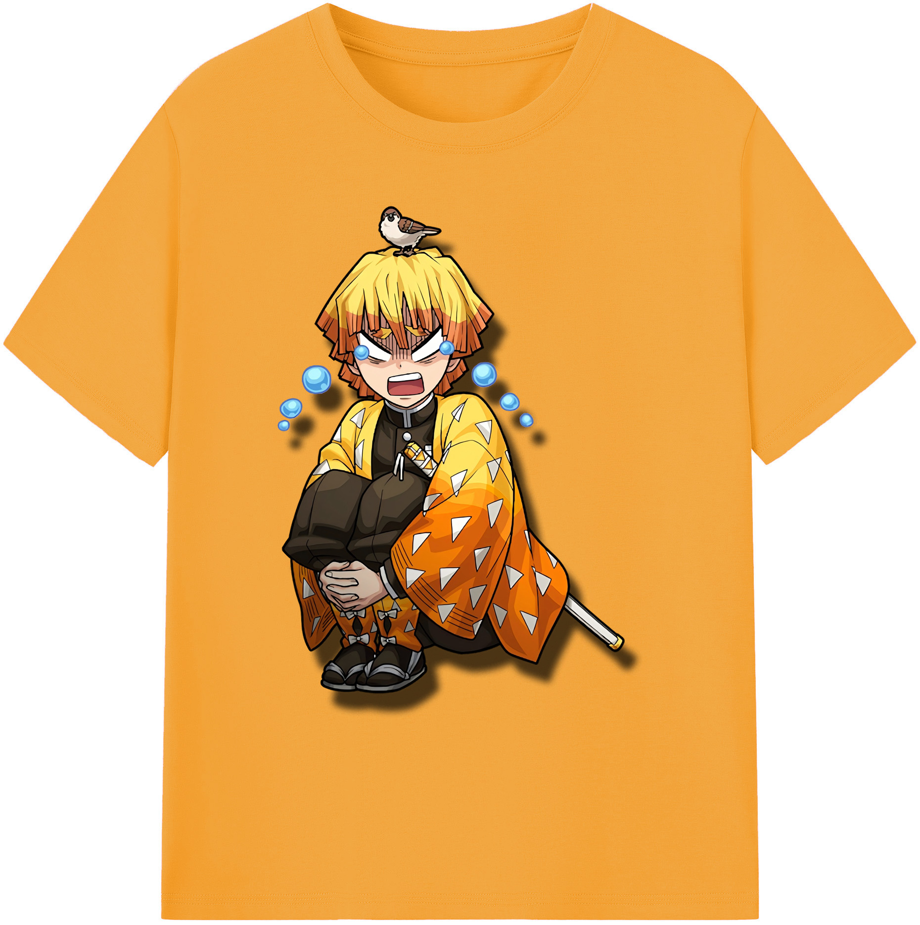 （画像用） 鬼滅の刃（きめつのやいば）我妻 善逸／あがつま ぜんいつ Agatsuma Zenitsu 綿100％ メンズ半袖Tシャツ｜肌触りやわらか＆通気性