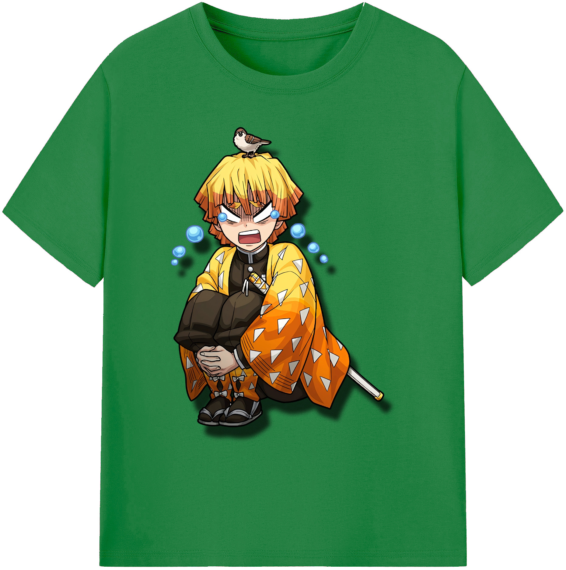 （画像用） 鬼滅の刃（きめつのやいば）我妻 善逸／あがつま ぜんいつ Agatsuma Zenitsu 綿100％ メンズ半袖Tシャツ｜肌触りやわらか＆通気性