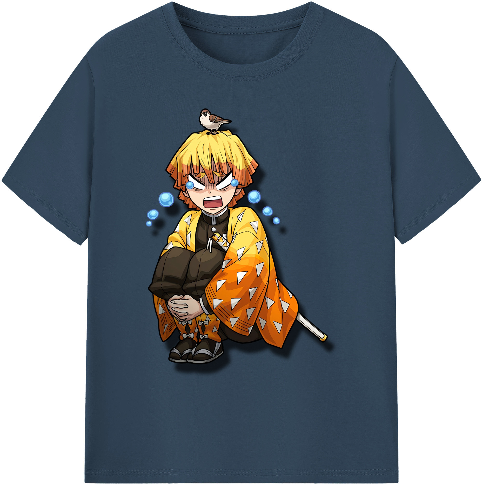 （画像用） 鬼滅の刃（きめつのやいば）我妻 善逸／あがつま ぜんいつ Agatsuma Zenitsu 綿100％ メンズ半袖Tシャツ｜肌触りやわらか＆通気性