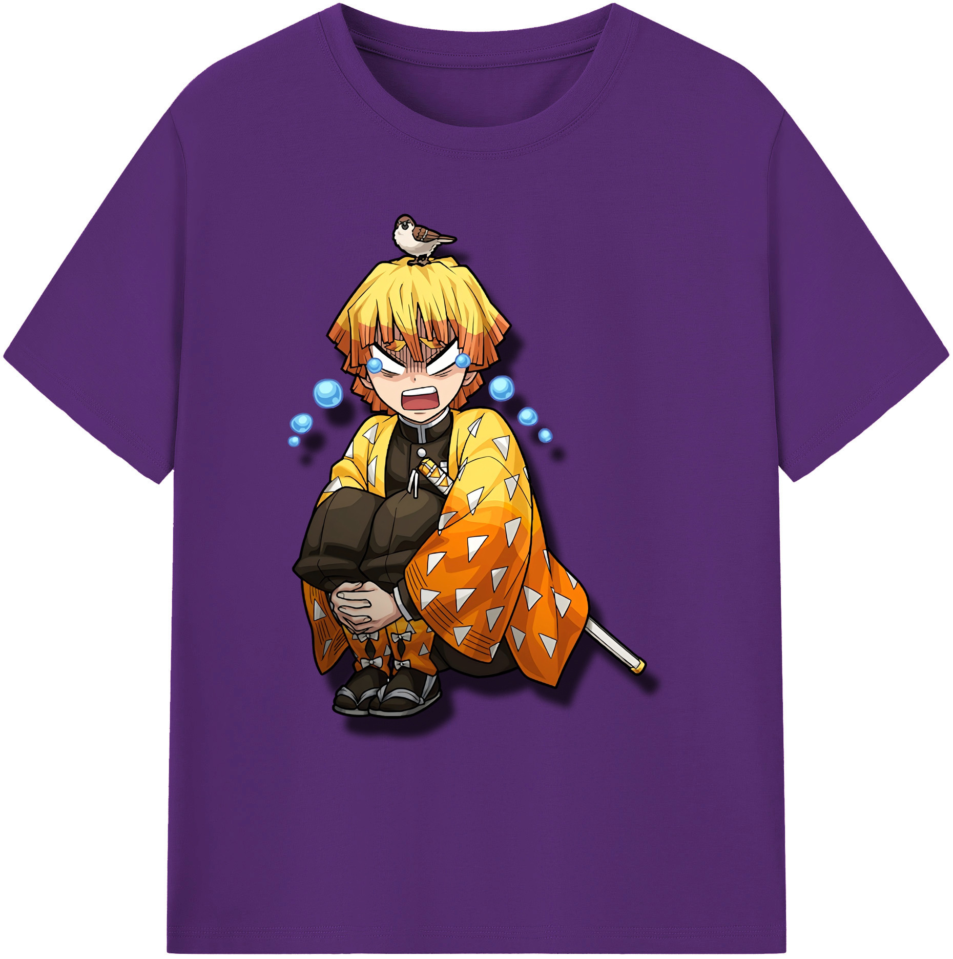 （画像用） 鬼滅の刃（きめつのやいば）我妻 善逸／あがつま ぜんいつ Agatsuma Zenitsu 綿100％ メンズ半袖Tシャツ｜肌触りやわらか＆通気性