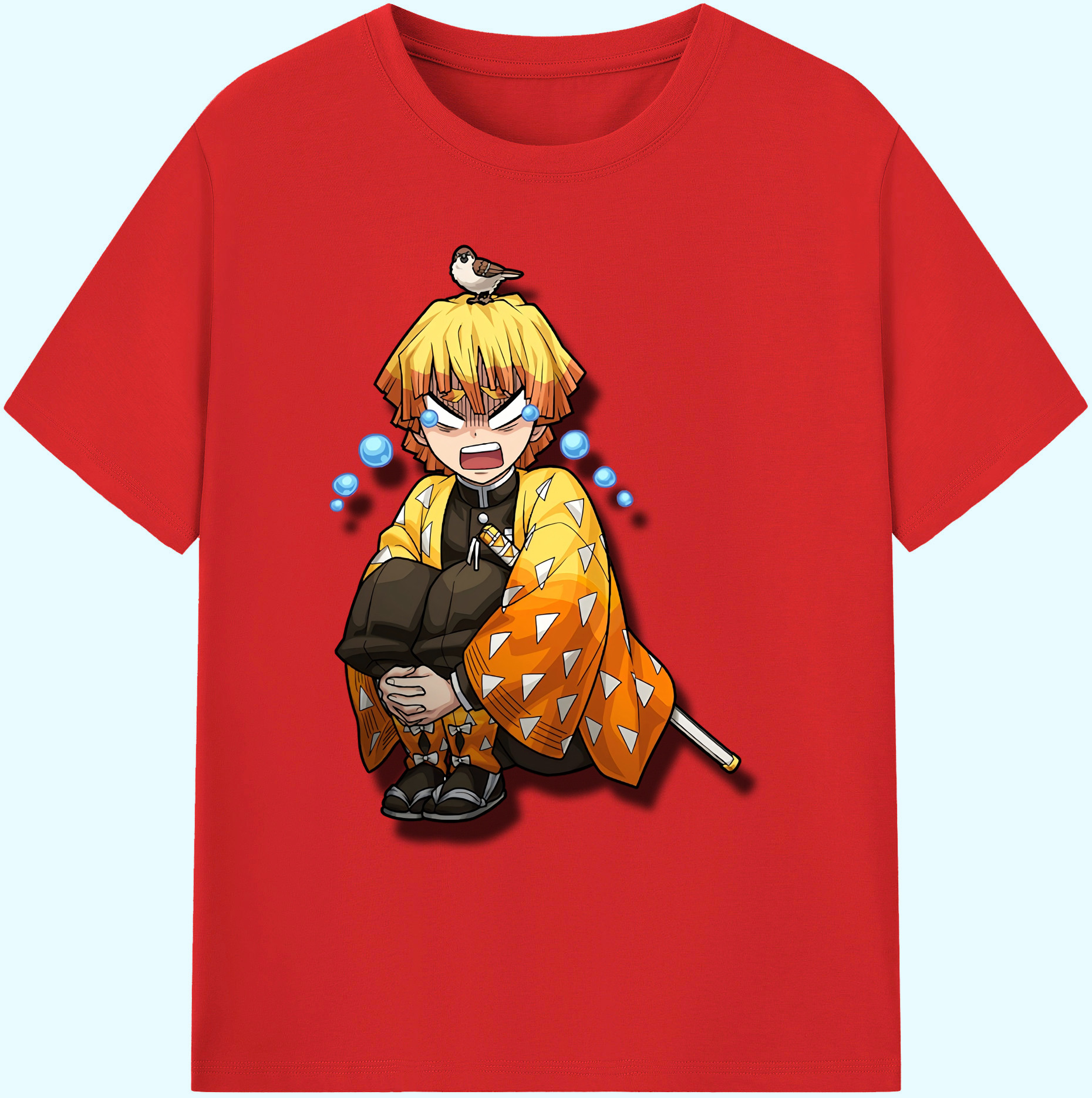 （画像用） 鬼滅の刃（きめつのやいば）我妻 善逸／あがつま ぜんいつ Agatsuma Zenitsu 綿100％ メンズ半袖Tシャツ｜肌触りやわらか＆通気性