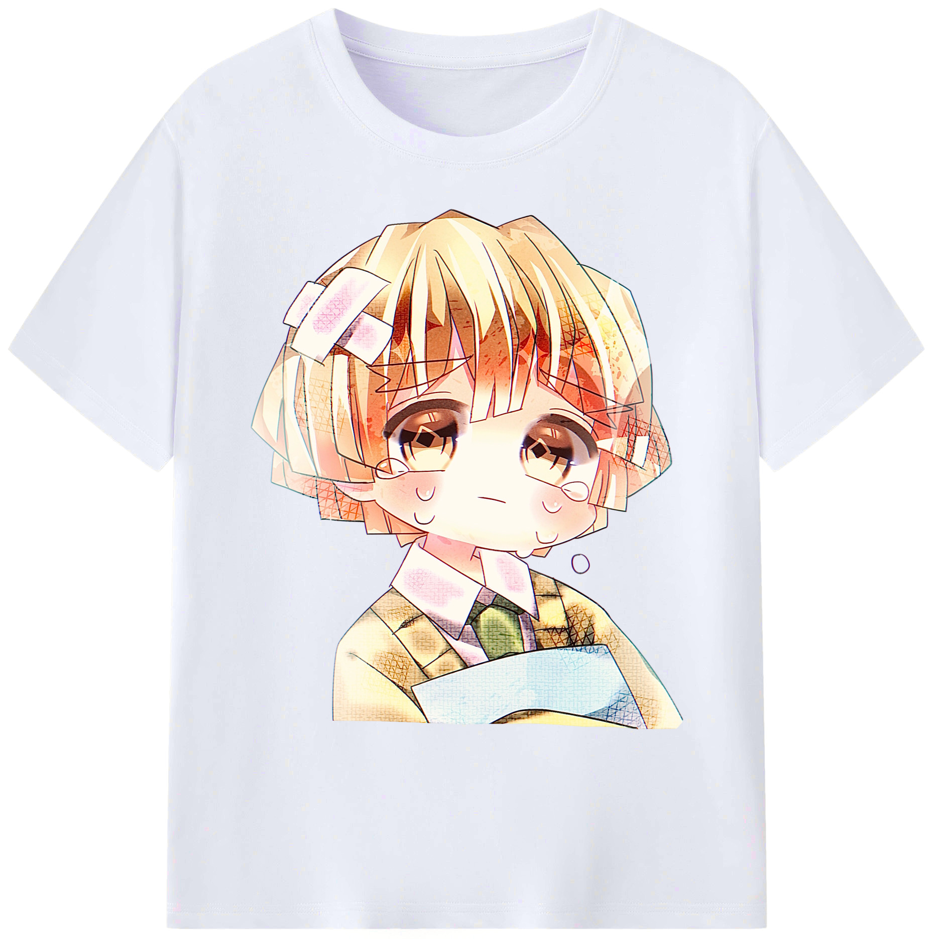 （画像用） 鬼滅の刃（きめつのやいば）我妻 善逸／あがつま ぜんいつ Agatsuma Zenitsu 綿100％ メンズ半袖Tシャツ｜肌触りやわらか＆通気性