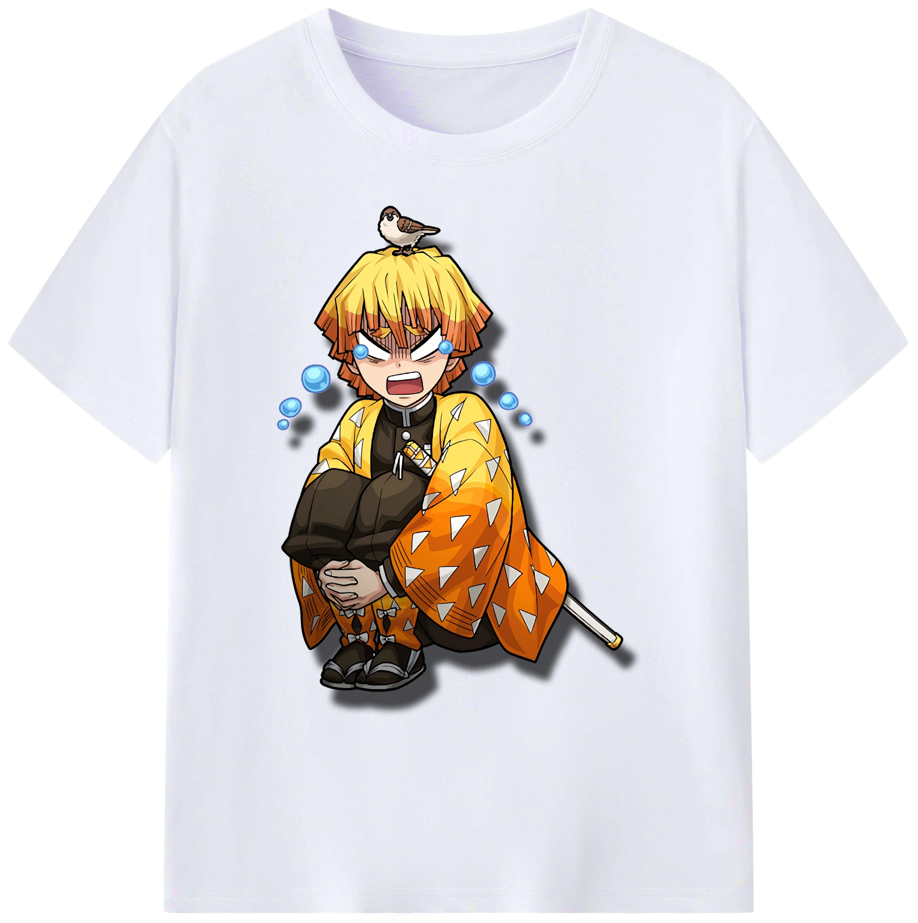 （画像用） 鬼滅の刃（きめつのやいば）我妻 善逸／あがつま ぜんいつ Agatsuma Zenitsu 綿100％ メンズ半袖Tシャツ｜肌触りやわらか＆通気性
