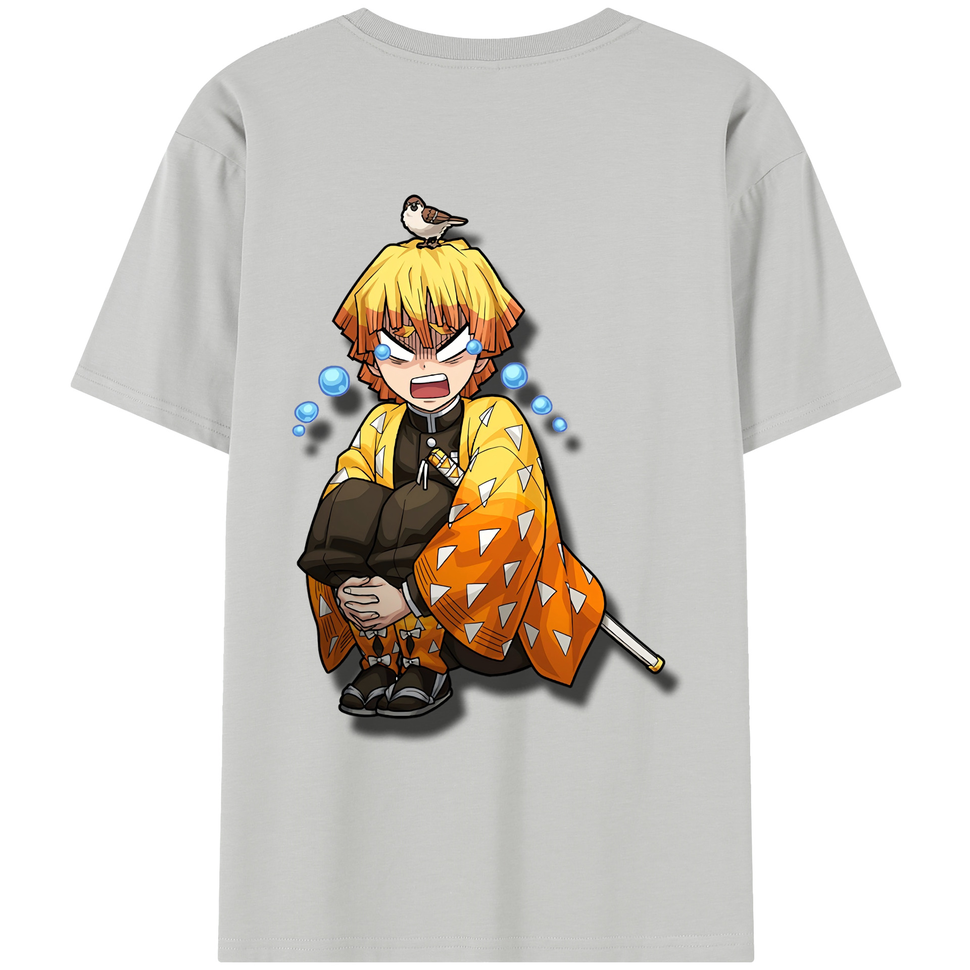 （画像用） 鬼滅の刃（きめつのやいば）我妻 善逸／あがつま ぜんいつ Agatsuma Zenitsu レディース半袖Tシャツ(バックプリント)