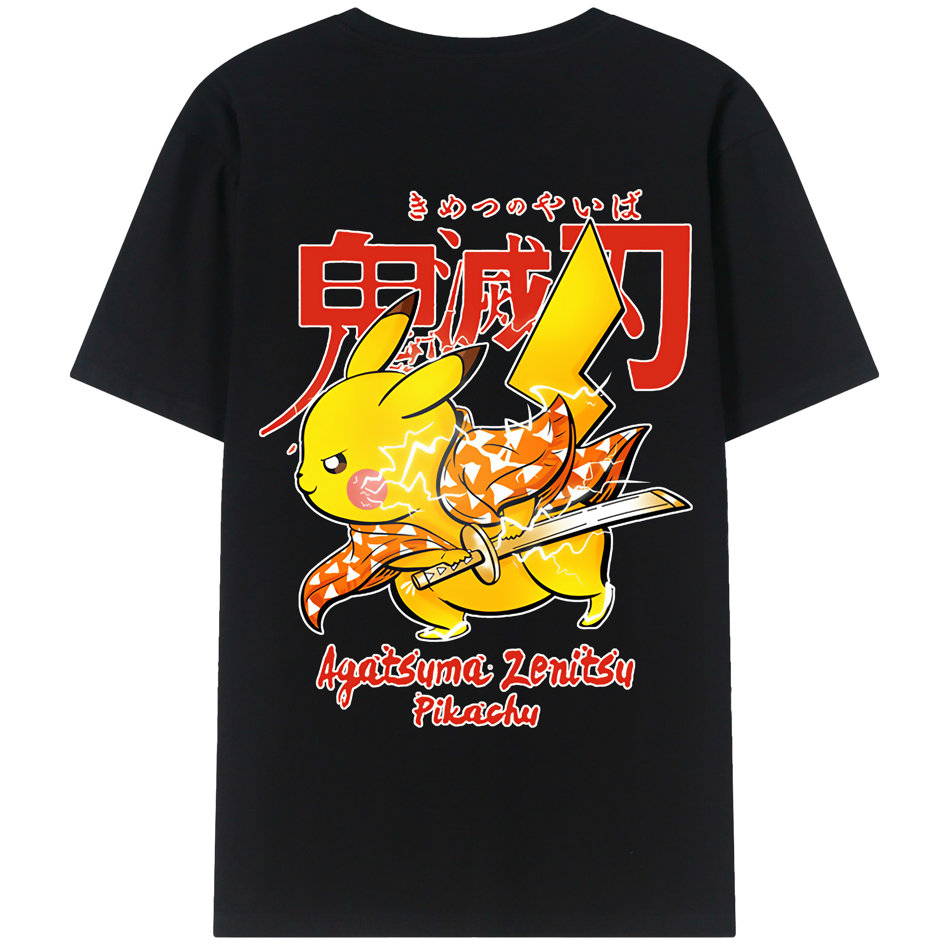（画像用） 鬼滅の刃（きめつのやいば）我妻 善逸／あがつま ぜんいつ Agatsuma Zenitsu レディース半袖Tシャツ(バックプリント)