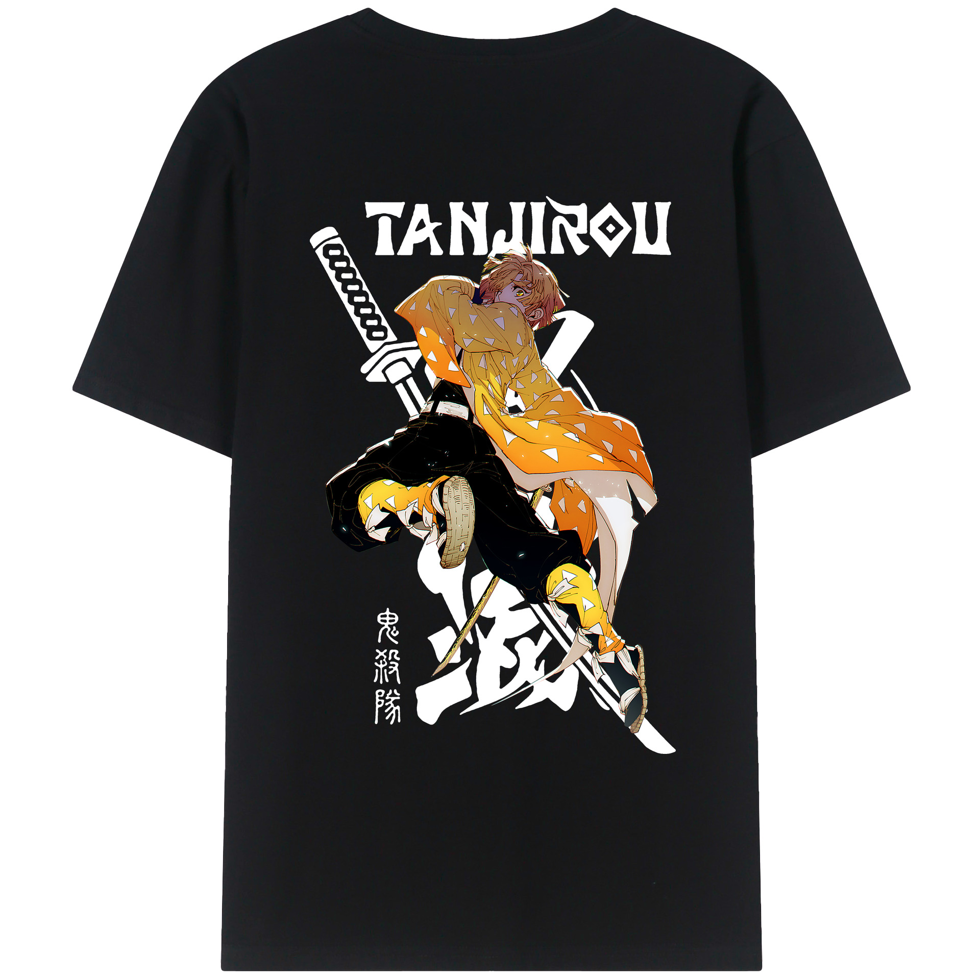 （画像用） 鬼滅の刃（きめつのやいば）我妻 善逸／あがつま ぜんいつ Agatsuma Zenitsu レディース半袖Tシャツ(バックプリント)