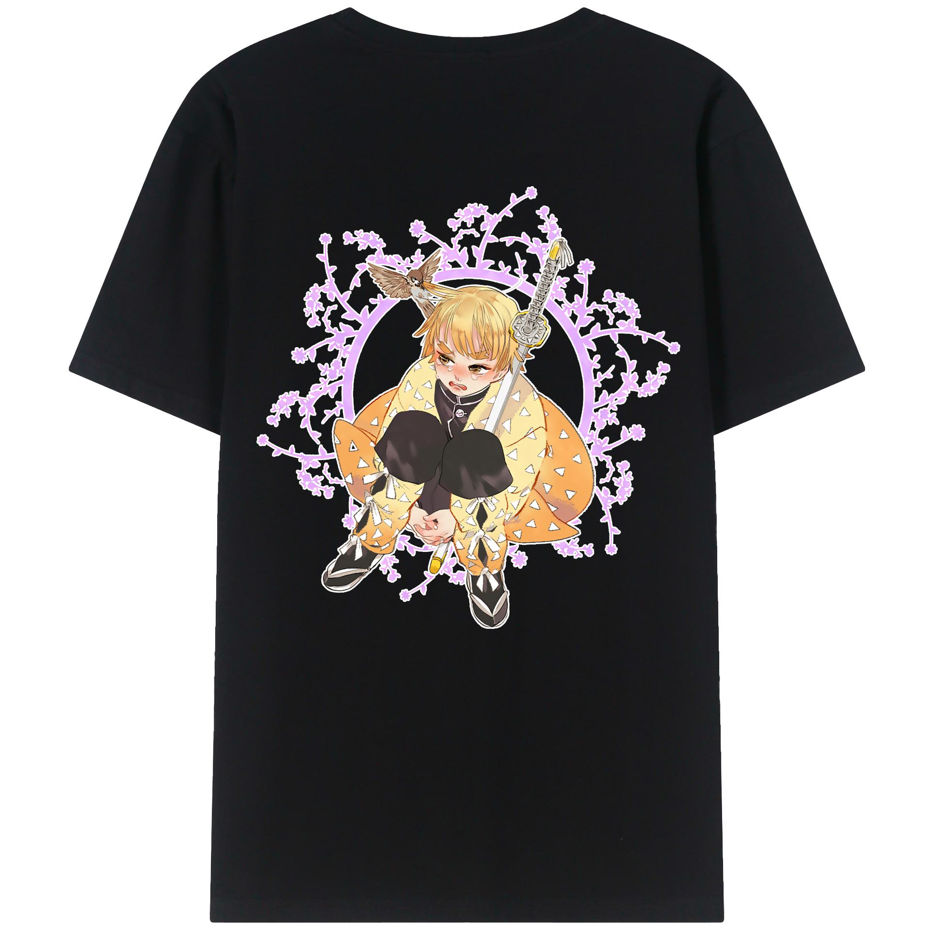 （画像用） 鬼滅の刃（きめつのやいば）我妻 善逸／あがつま ぜんいつ Agatsuma Zenitsu レディース半袖Tシャツ(バックプリント)