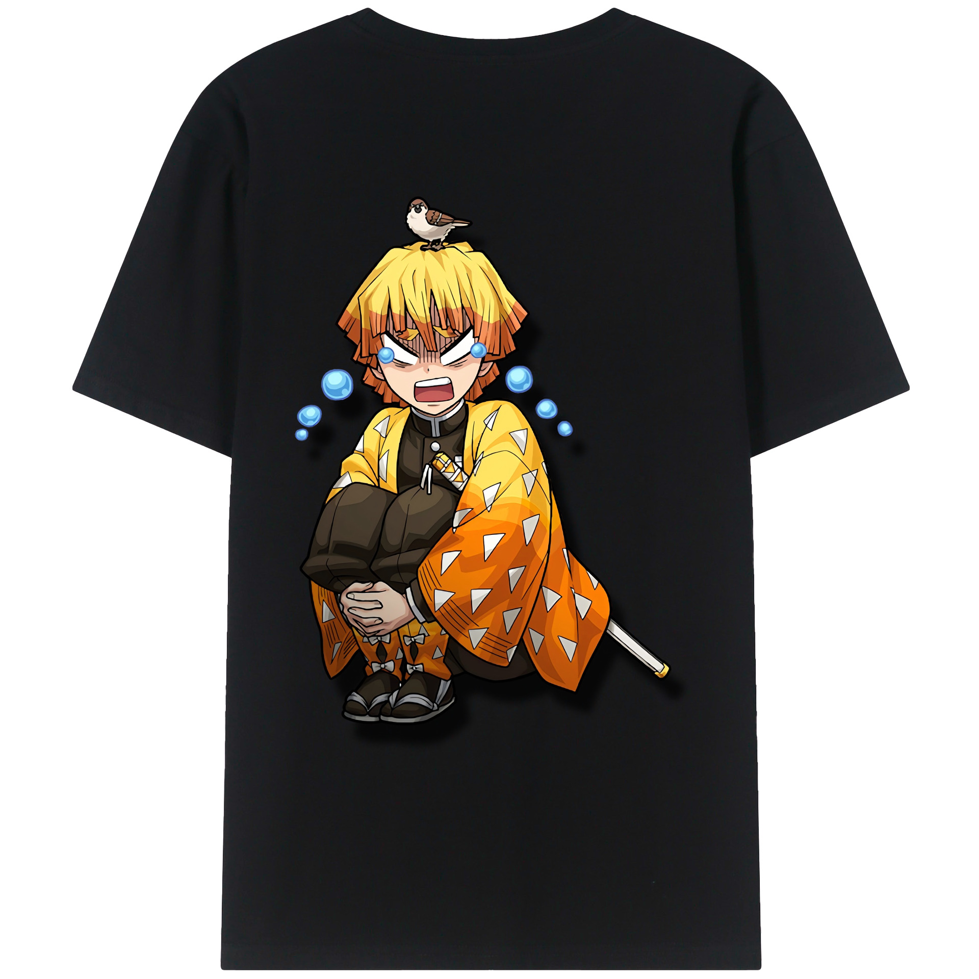 （画像用） 鬼滅の刃（きめつのやいば）我妻 善逸／あがつま ぜんいつ Agatsuma Zenitsu レディース半袖Tシャツ(バックプリント)
