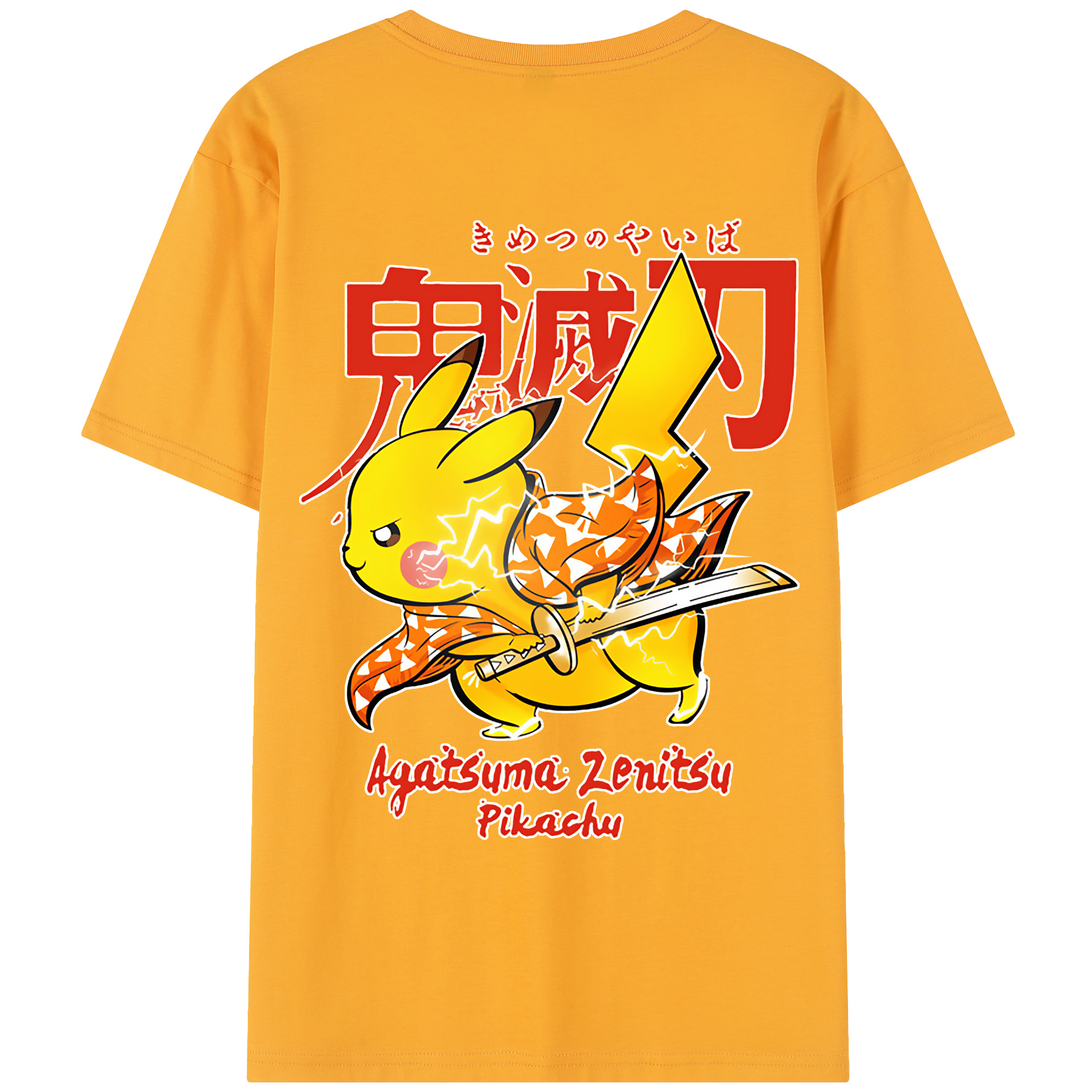 （画像用） 鬼滅の刃（きめつのやいば）我妻 善逸／あがつま ぜんいつ Agatsuma Zenitsu レディース半袖Tシャツ(バックプリント)
