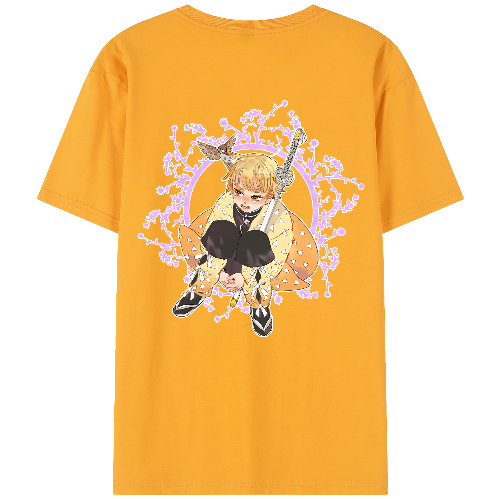（画像用） 鬼滅の刃（きめつのやいば）我妻 善逸／あがつま ぜんいつ Agatsuma Zenitsu レディース半袖Tシャツ(バックプリント)