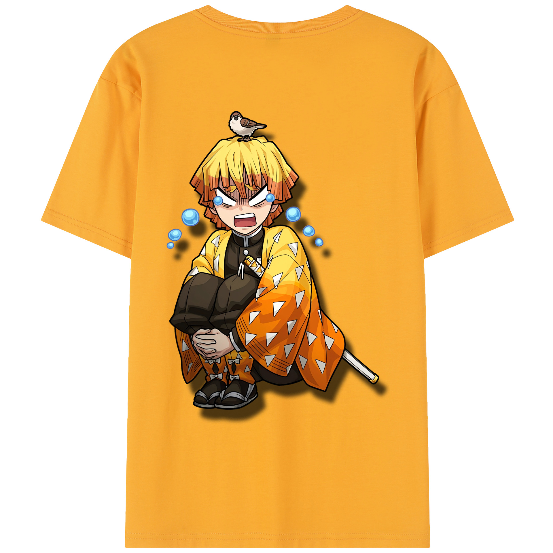（画像用） 鬼滅の刃（きめつのやいば）我妻 善逸／あがつま ぜんいつ Agatsuma Zenitsu レディース半袖Tシャツ(バックプリント)