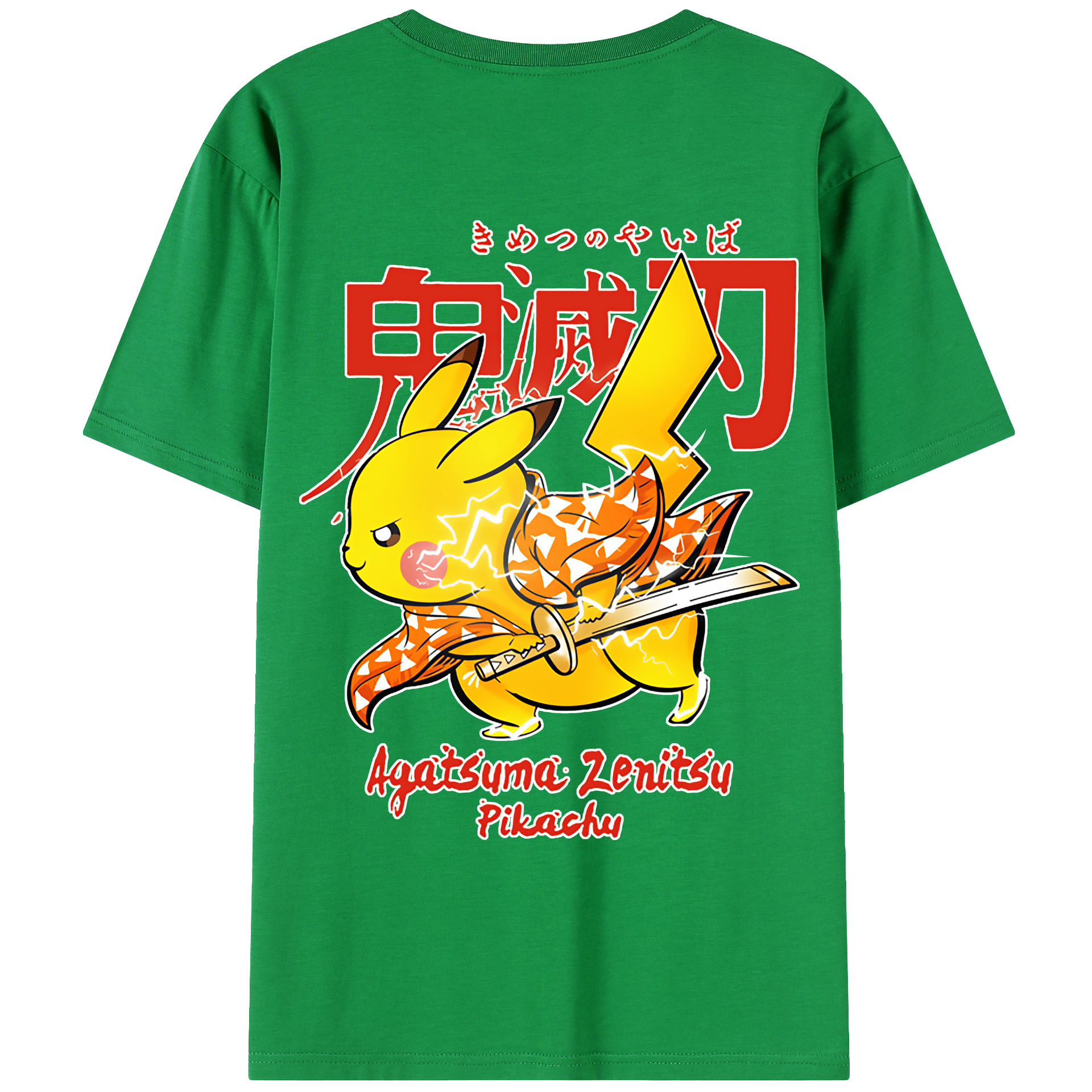 （画像用） 鬼滅の刃（きめつのやいば）我妻 善逸／あがつま ぜんいつ Agatsuma Zenitsu レディース半袖Tシャツ(バックプリント)