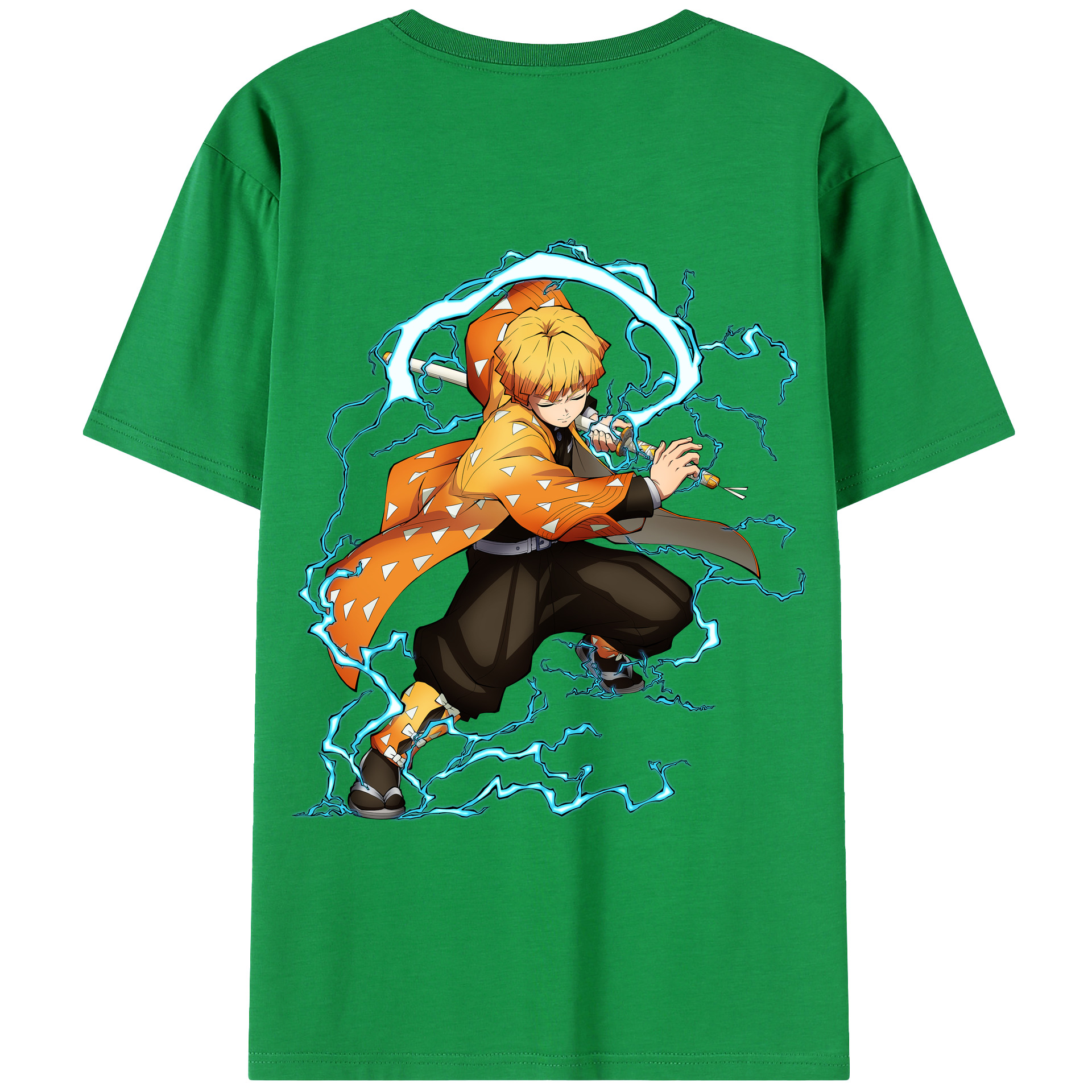 （画像用） 鬼滅の刃（きめつのやいば）我妻 善逸／あがつま ぜんいつ Agatsuma Zenitsu レディース半袖Tシャツ(バックプリント)