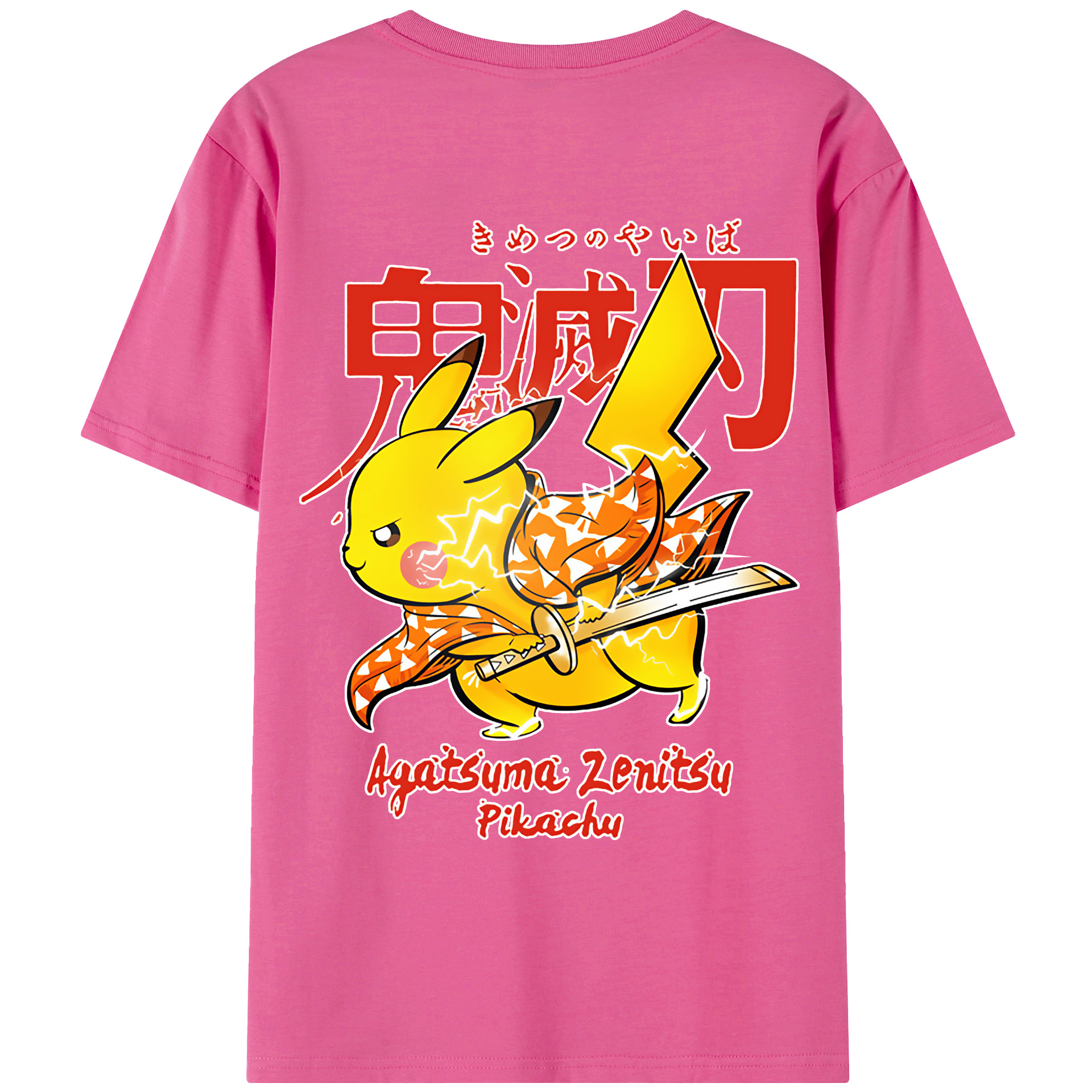（画像用） 鬼滅の刃（きめつのやいば）我妻 善逸／あがつま ぜんいつ Agatsuma Zenitsu レディース半袖Tシャツ(バックプリント)