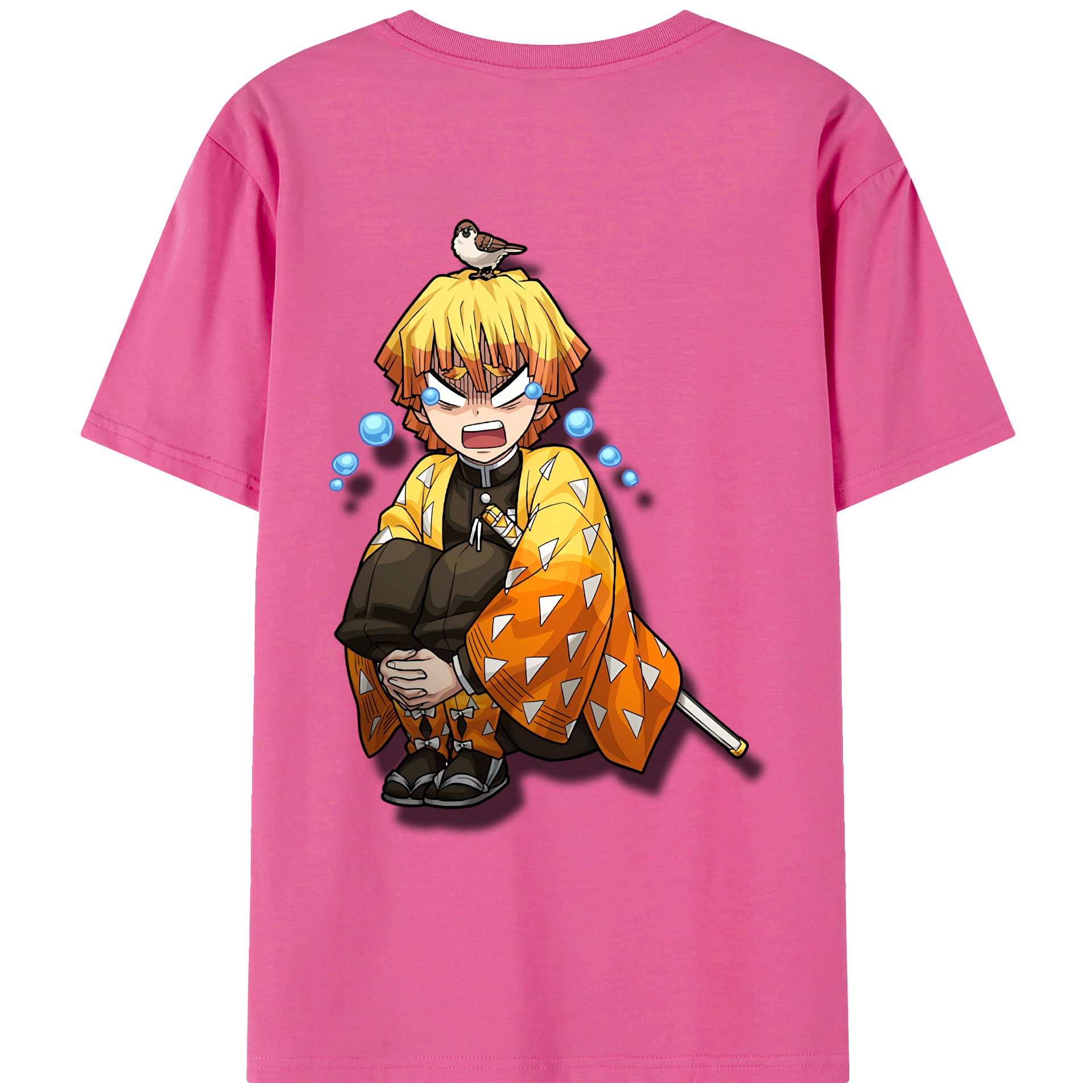 （画像用） 鬼滅の刃（きめつのやいば）我妻 善逸／あがつま ぜんいつ Agatsuma Zenitsu レディース半袖Tシャツ(バックプリント)