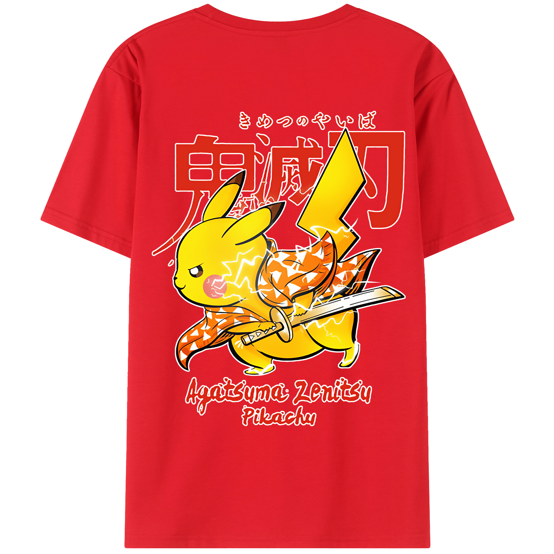 （画像用） 鬼滅の刃（きめつのやいば）我妻 善逸／あがつま ぜんいつ Agatsuma Zenitsu レディース半袖Tシャツ(バックプリント)