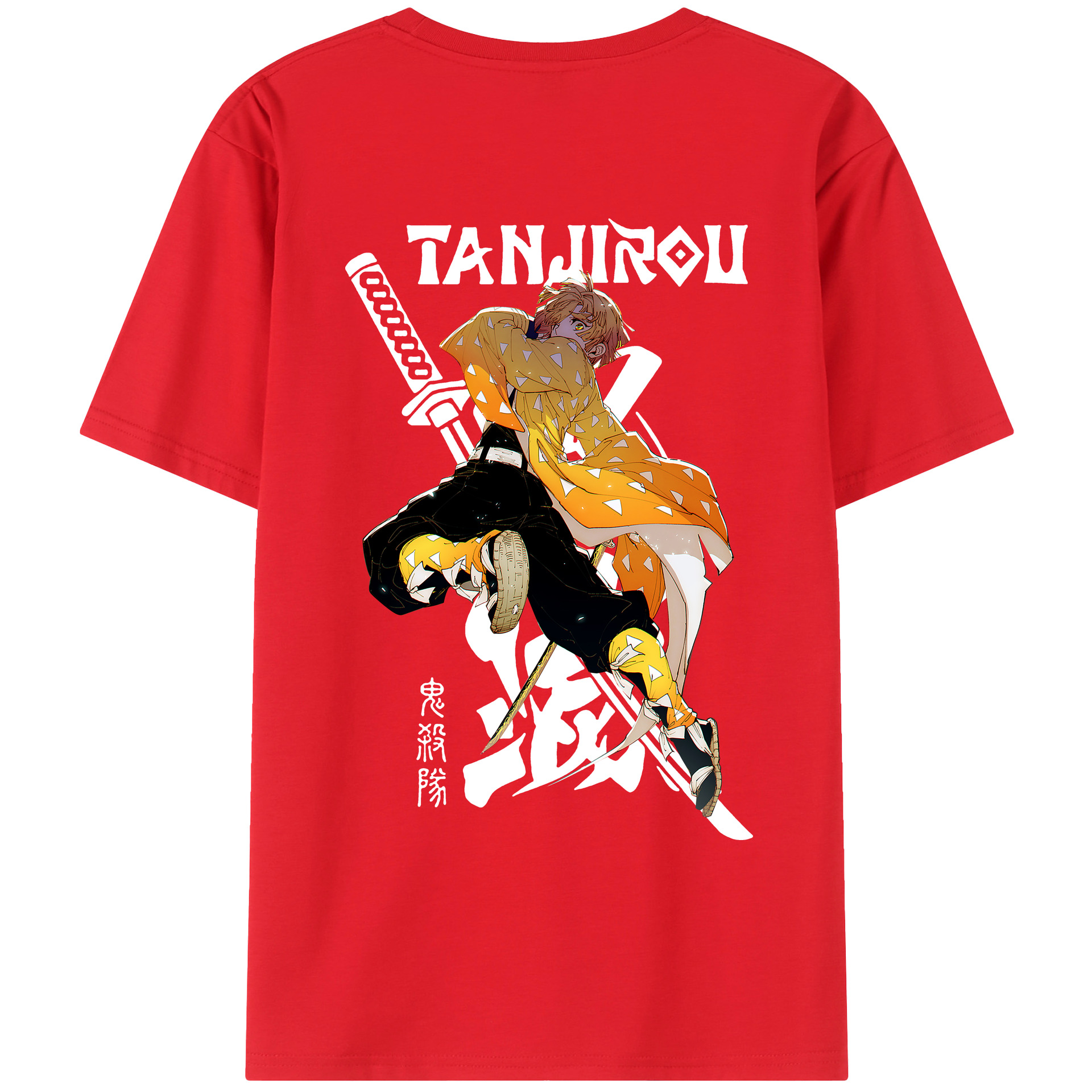 （画像用） 鬼滅の刃（きめつのやいば）我妻 善逸／あがつま ぜんいつ Agatsuma Zenitsu レディース半袖Tシャツ(バックプリント)