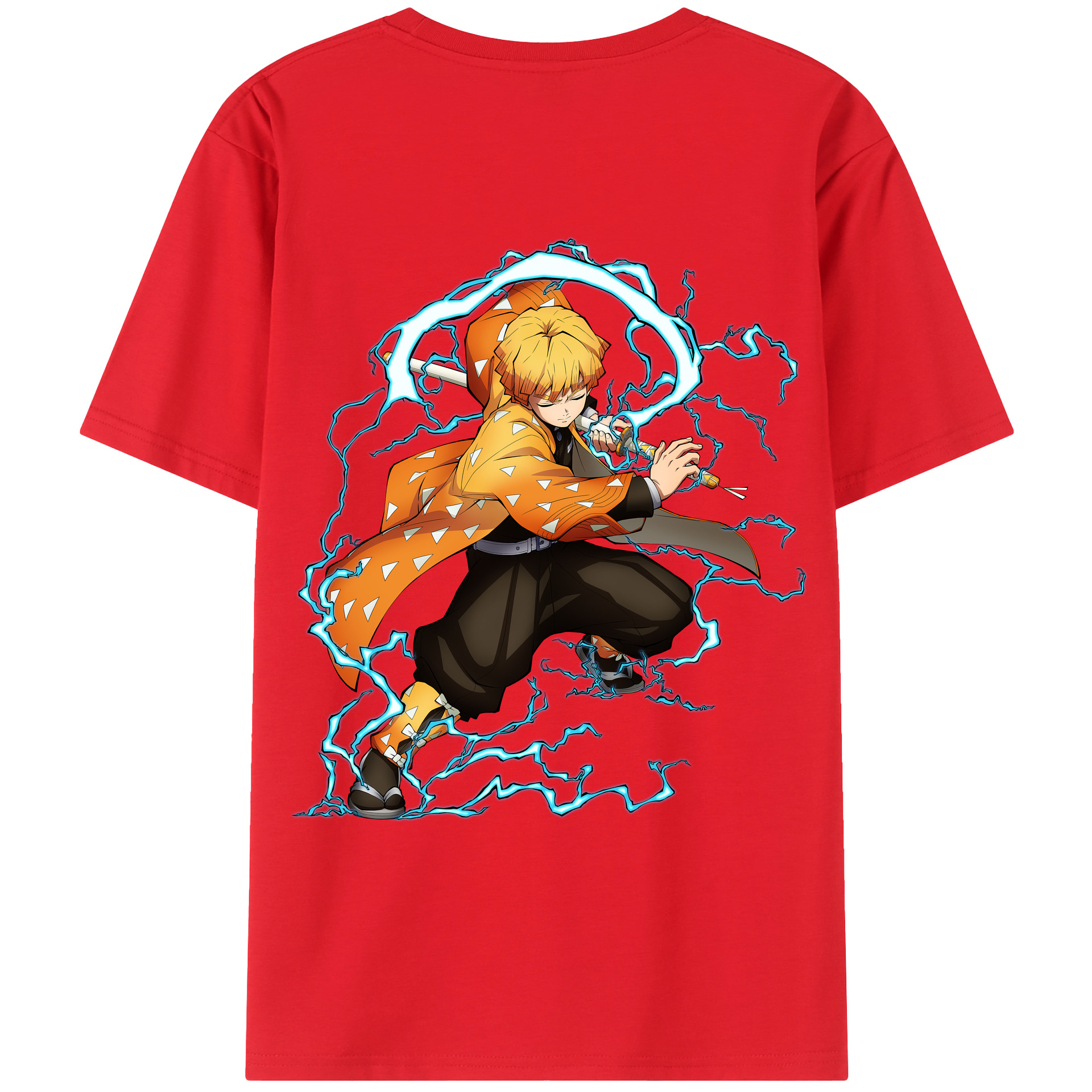 （画像用） 鬼滅の刃（きめつのやいば）我妻 善逸／あがつま ぜんいつ Agatsuma Zenitsu レディース半袖Tシャツ(バックプリント)