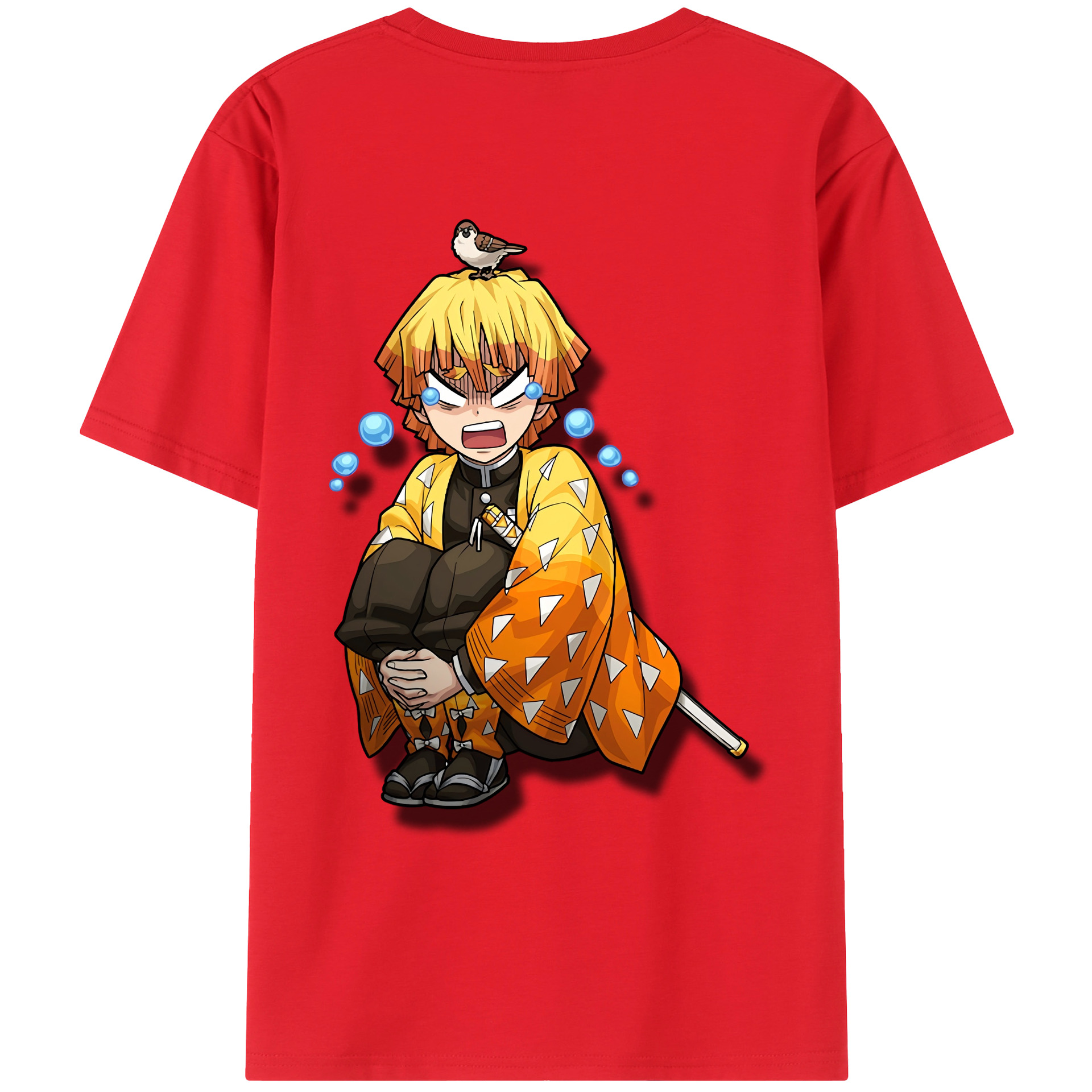 （画像用） 鬼滅の刃（きめつのやいば）我妻 善逸／あがつま ぜんいつ Agatsuma Zenitsu レディース半袖Tシャツ(バックプリント)