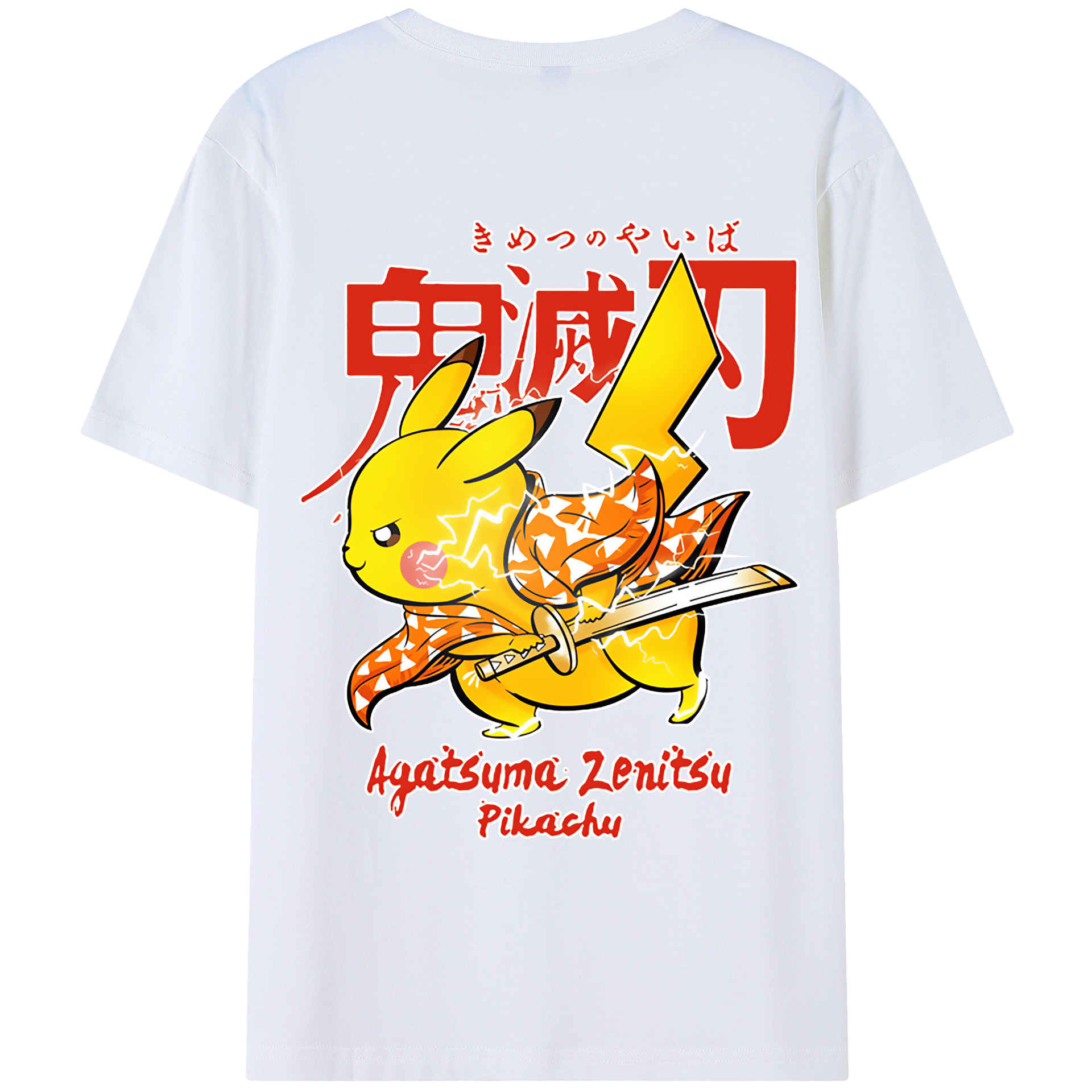 （画像用） 鬼滅の刃（きめつのやいば）我妻 善逸／あがつま ぜんいつ Agatsuma Zenitsu レディース半袖Tシャツ(バックプリント)