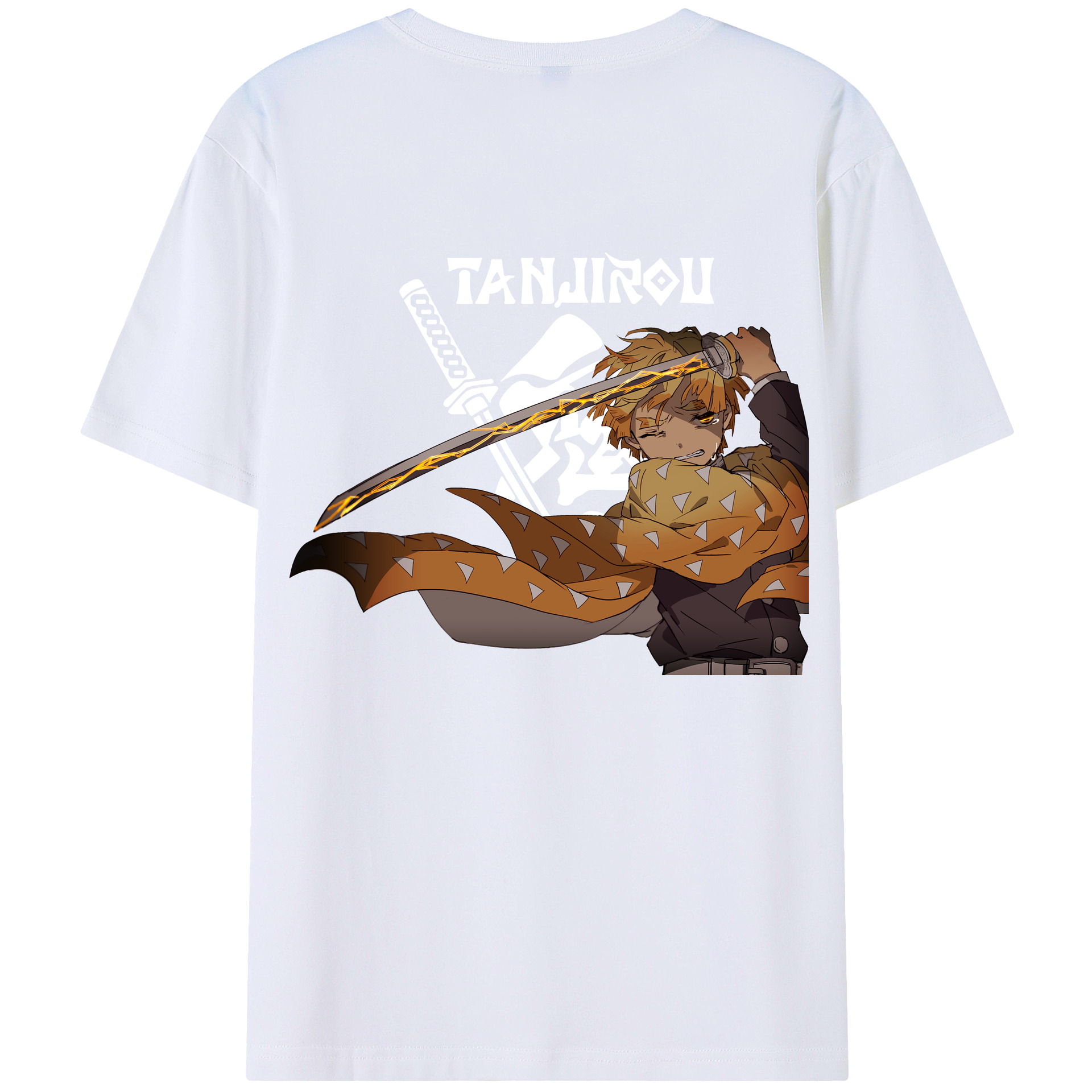 （画像用） 鬼滅の刃（きめつのやいば）我妻 善逸／あがつま ぜんいつ Agatsuma Zenitsu レディース半袖Tシャツ(バックプリント)