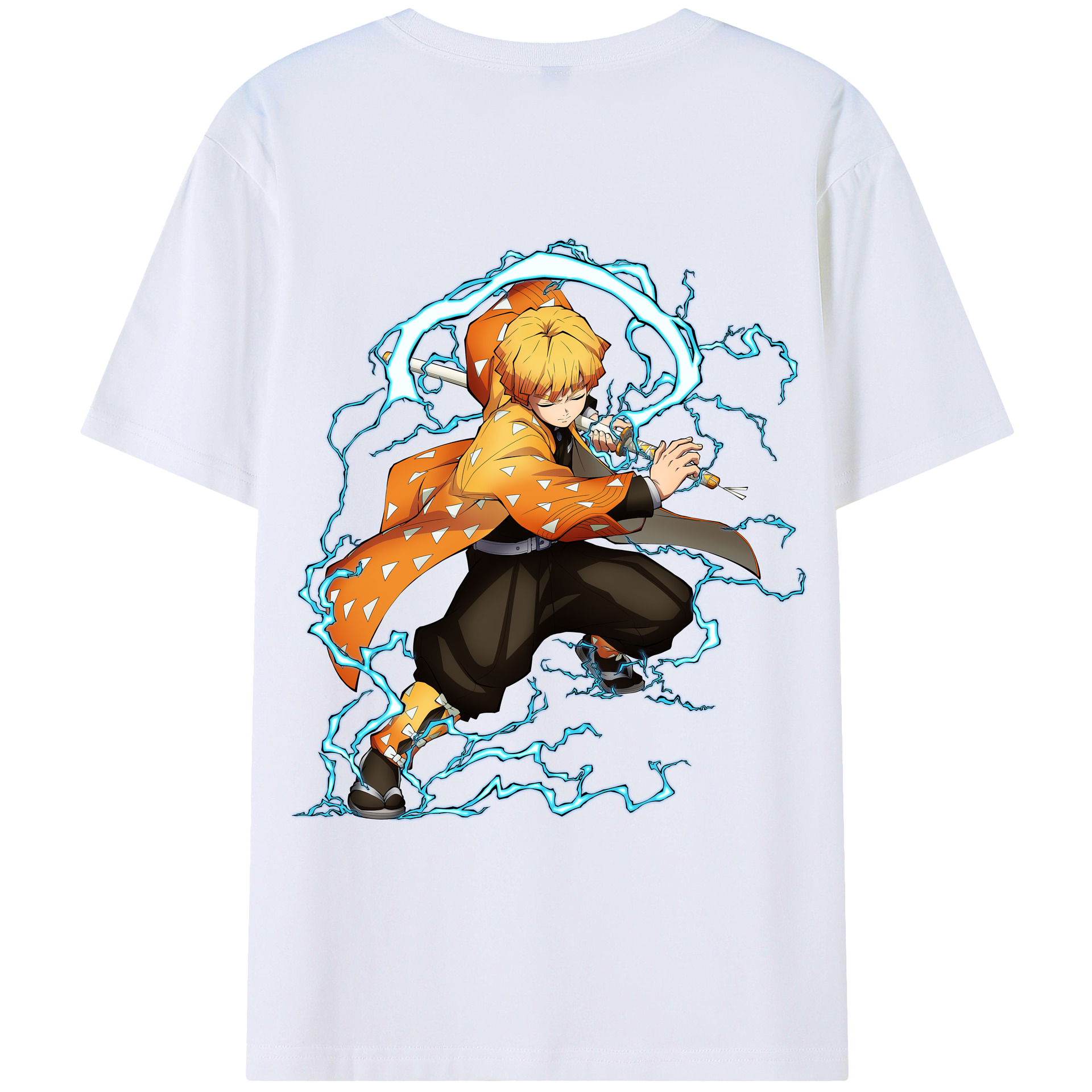 （画像用） 鬼滅の刃（きめつのやいば）我妻 善逸／あがつま ぜんいつ Agatsuma Zenitsu レディース半袖Tシャツ(バックプリント)