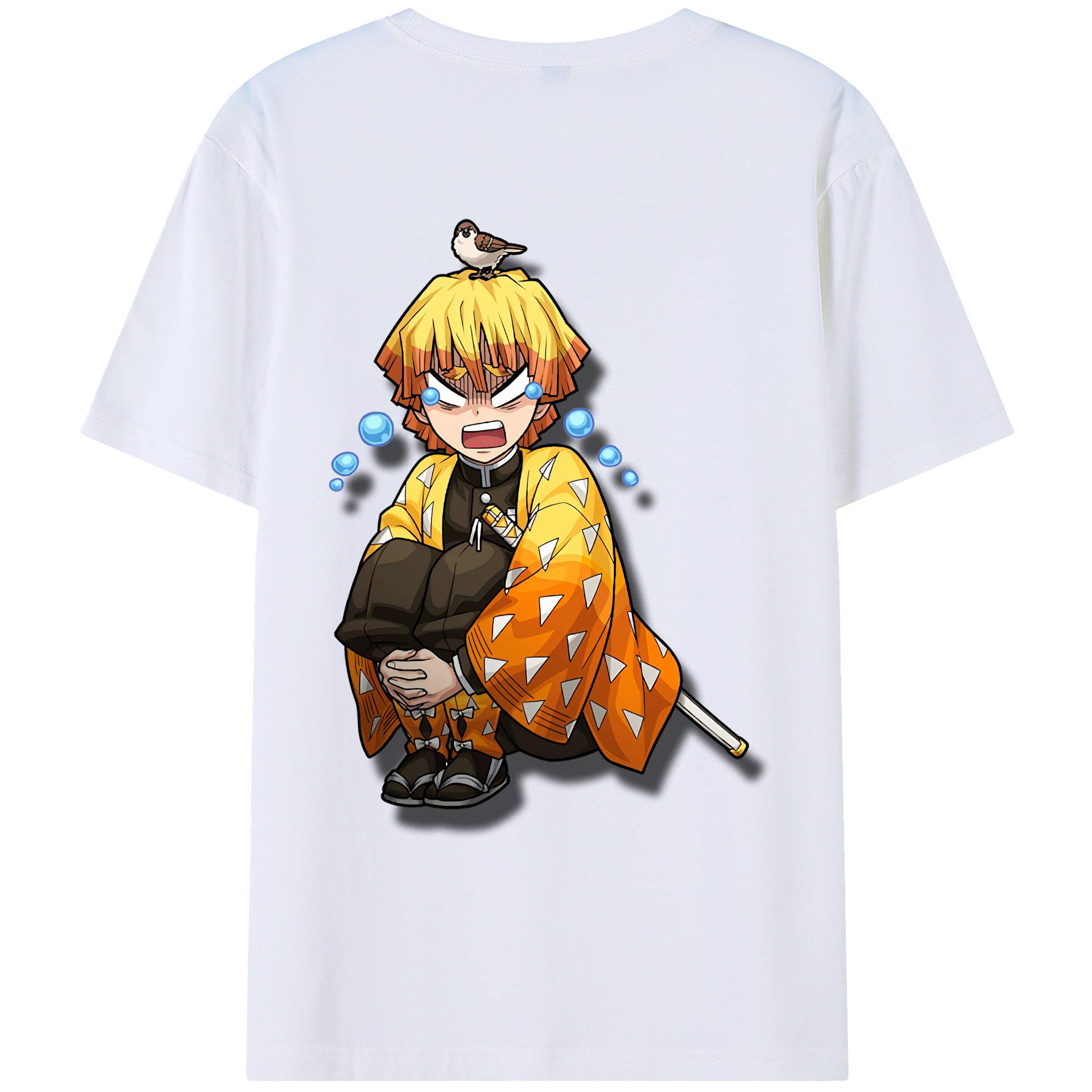 （画像用） 鬼滅の刃（きめつのやいば）我妻 善逸／あがつま ぜんいつ Agatsuma Zenitsu レディース半袖Tシャツ(バックプリント)