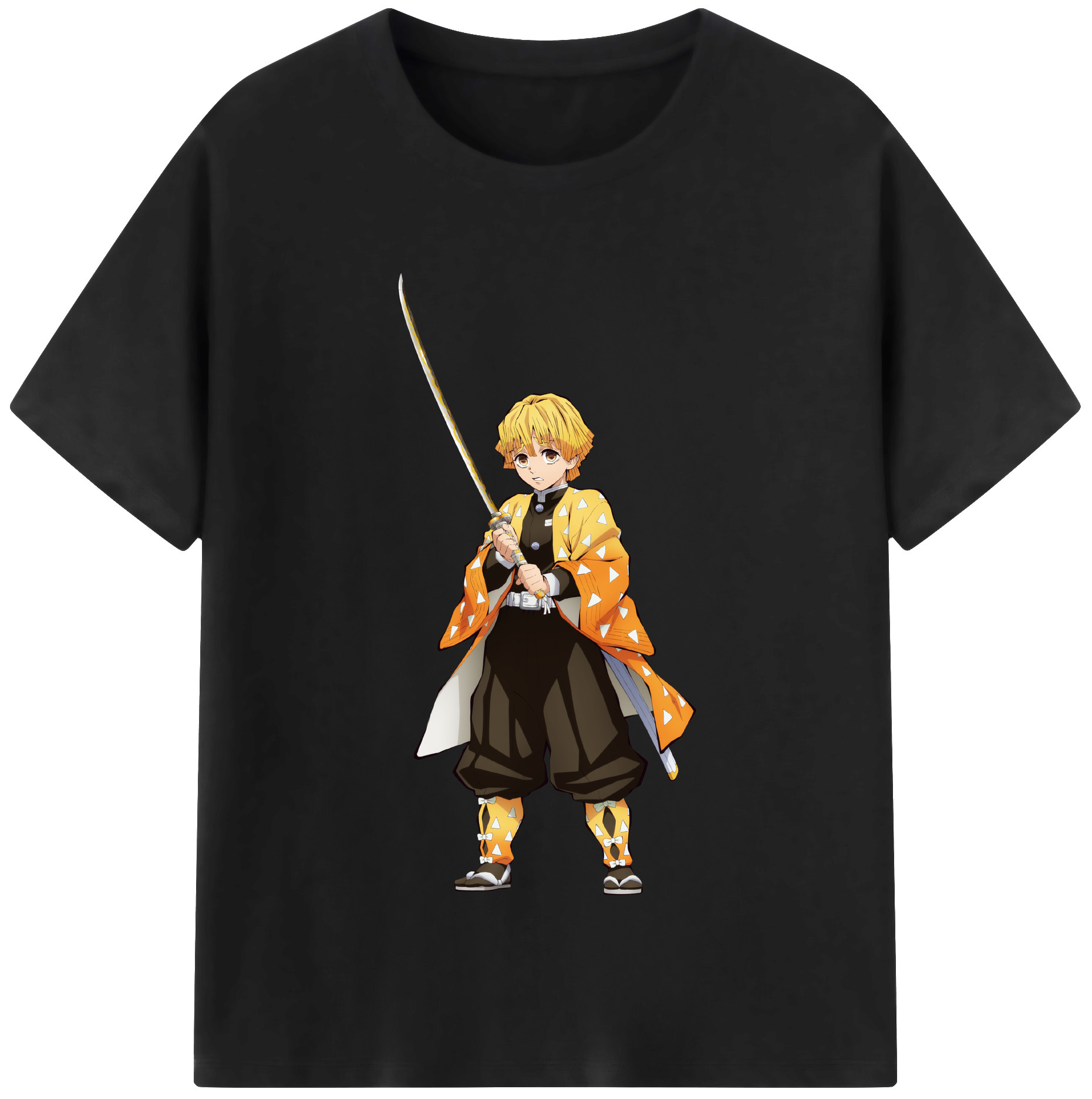 （画像用） 鬼滅の刃（きめつのやいば）我妻 善逸／あがつま ぜんいつ Agatsuma Zenitsu レディースカジュアルプリントTシャツ（綿100％）