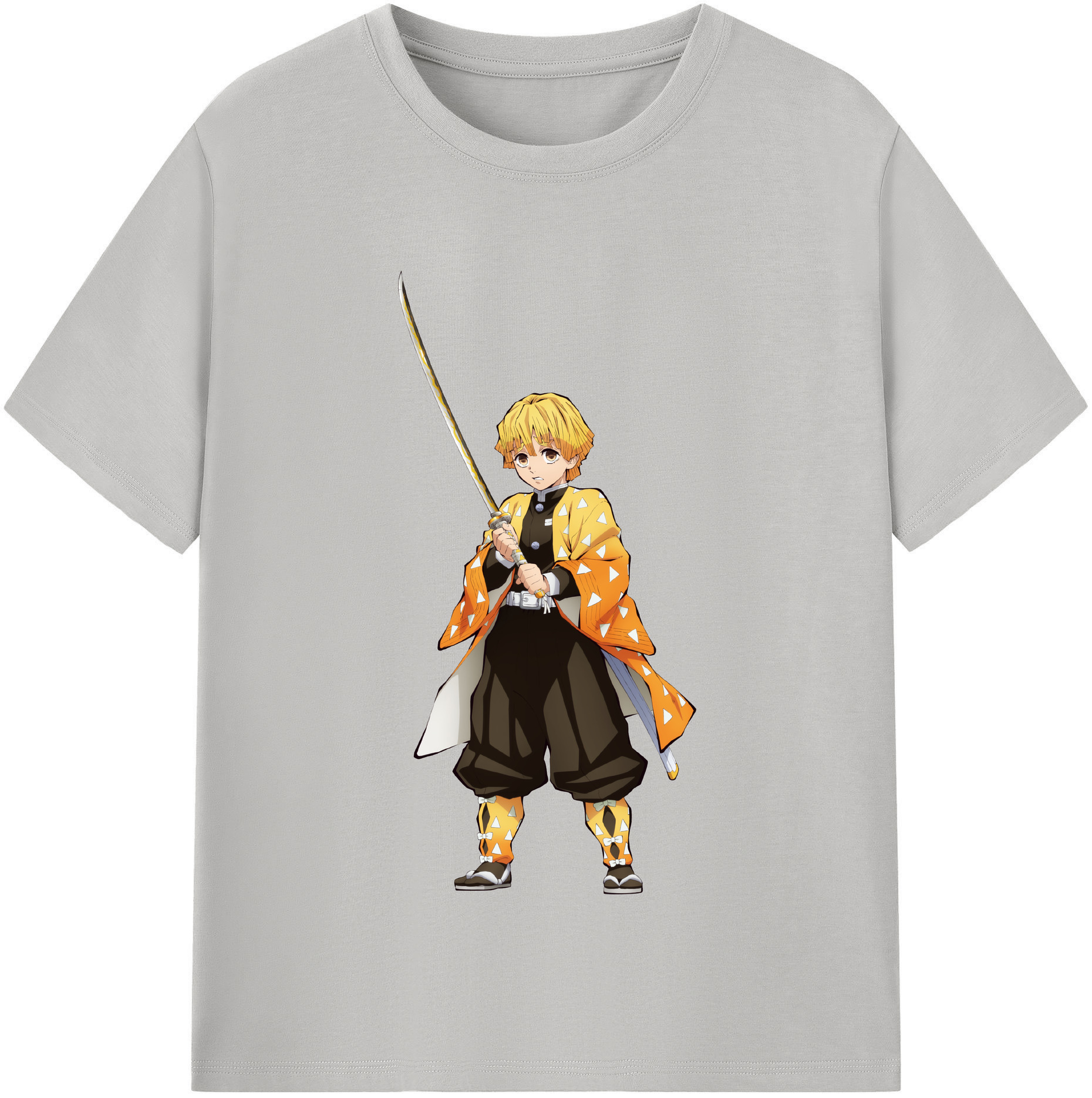 （画像用） 鬼滅の刃（きめつのやいば）我妻 善逸／あがつま ぜんいつ Agatsuma Zenitsu レディースカジュアルプリントTシャツ（綿100％）