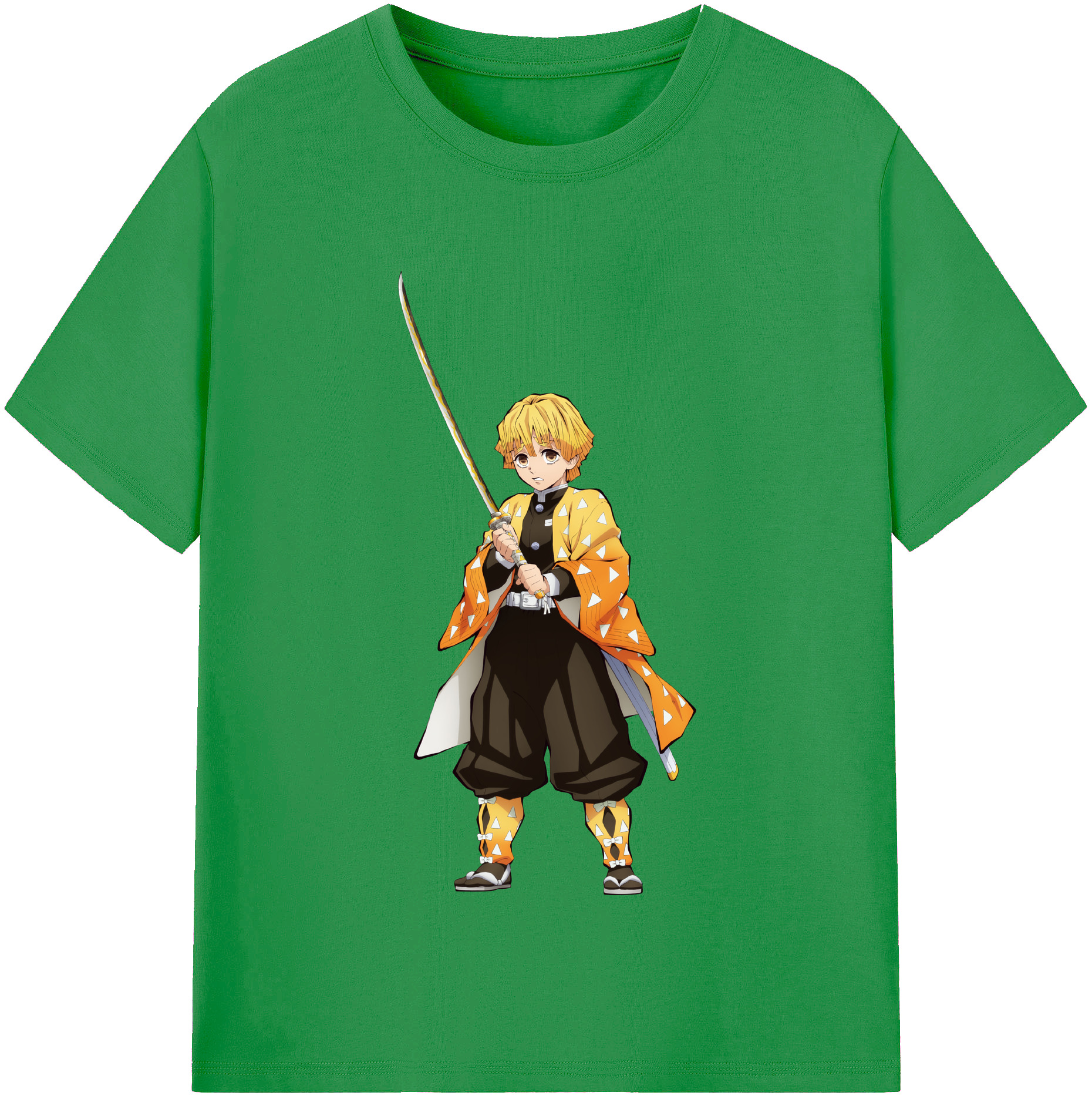 （画像用） 鬼滅の刃（きめつのやいば）我妻 善逸／あがつま ぜんいつ Agatsuma Zenitsu レディースカジュアルプリントTシャツ（綿100％）