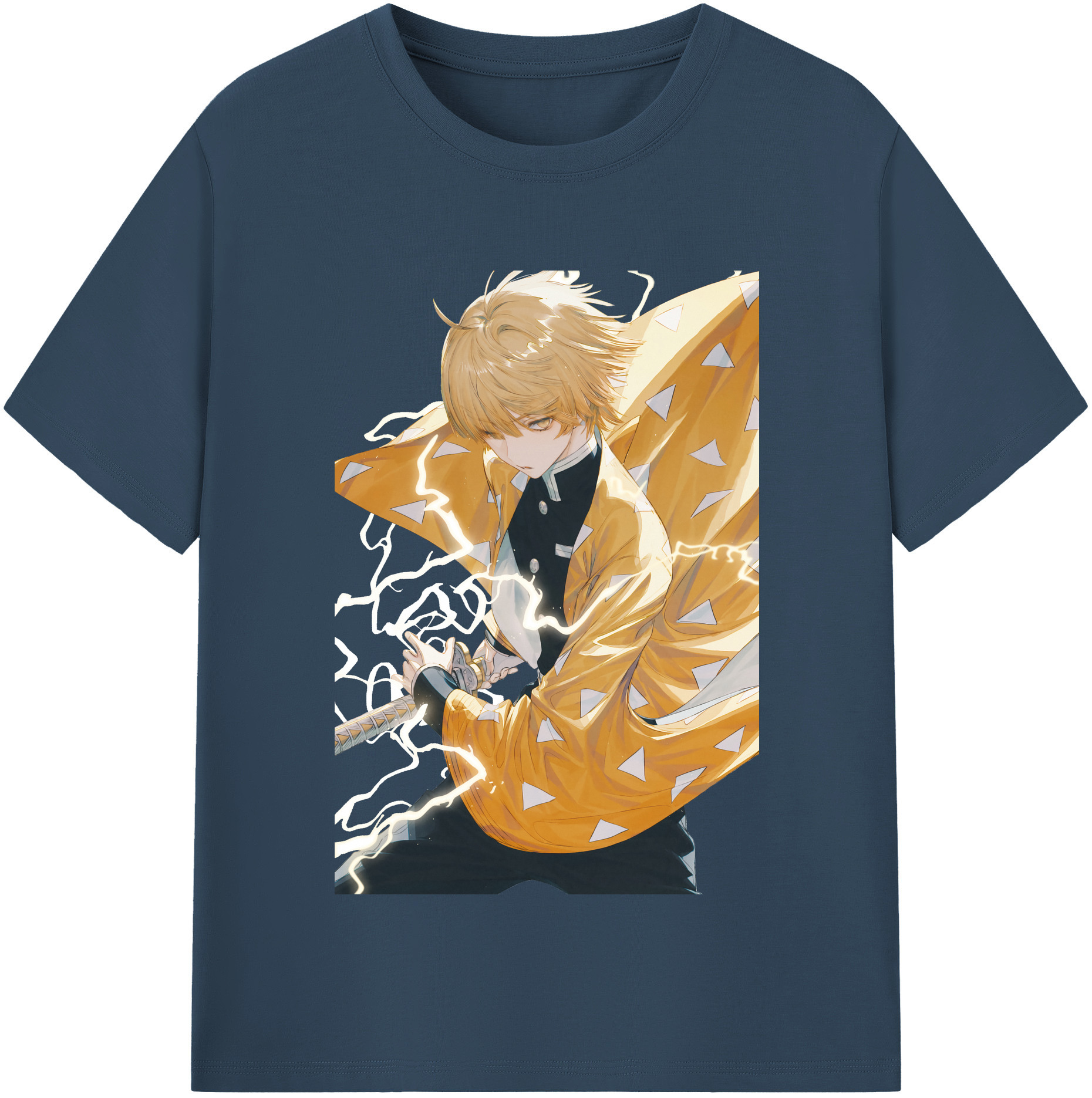 （画像用） 鬼滅の刃（きめつのやいば）我妻 善逸／あがつま ぜんいつ Agatsuma Zenitsu レディースカジュアルプリントTシャツ（綿100％）