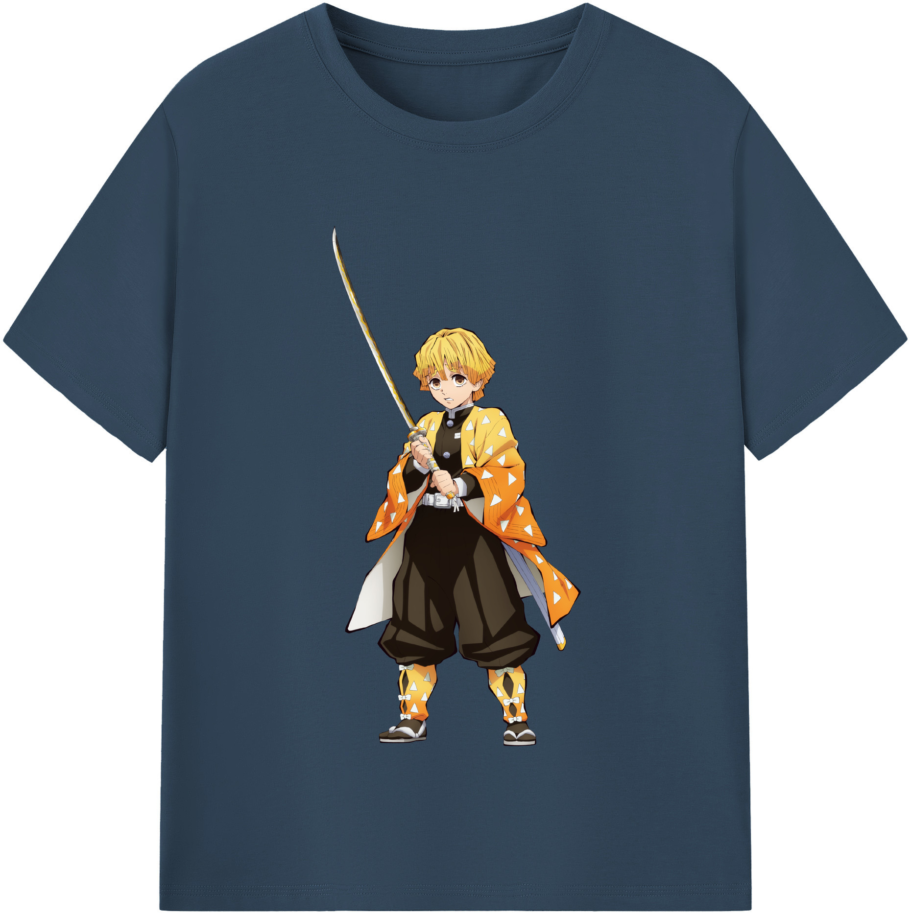 （画像用） 鬼滅の刃（きめつのやいば）我妻 善逸／あがつま ぜんいつ Agatsuma Zenitsu レディースカジュアルプリントTシャツ（綿100％）
