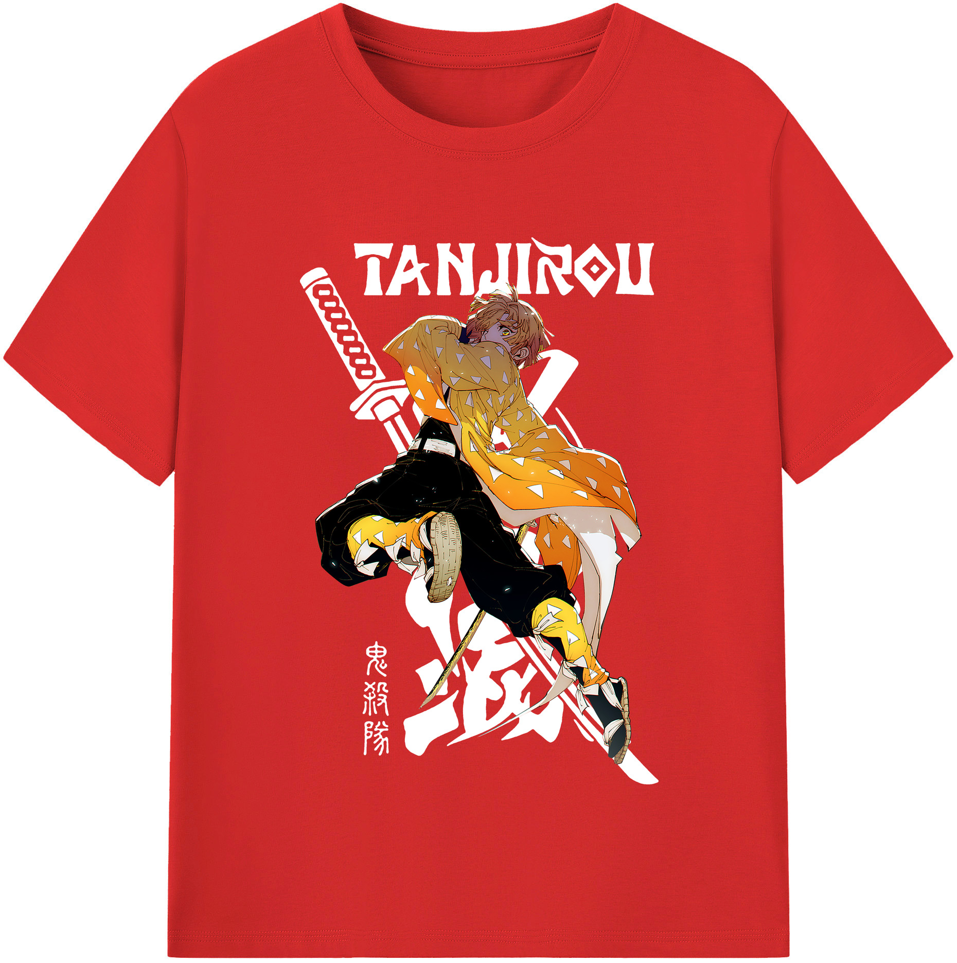 （画像用） 鬼滅の刃（きめつのやいば）我妻 善逸／あがつま ぜんいつ Agatsuma Zenitsu レディースカジュアルプリントTシャツ（綿100％）