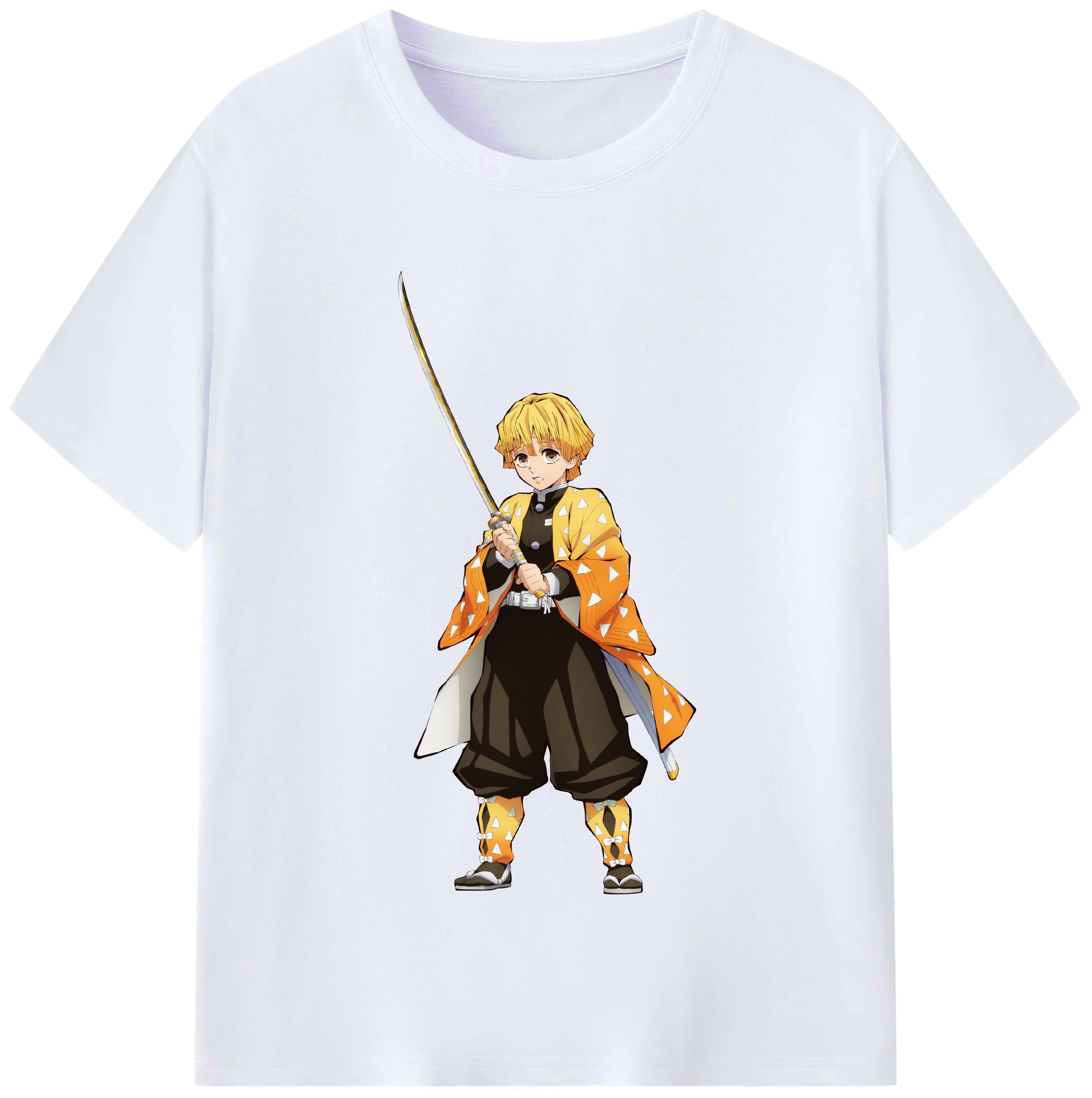 （画像用） 鬼滅の刃（きめつのやいば）我妻 善逸／あがつま ぜんいつ Agatsuma Zenitsu レディースカジュアルプリントTシャツ（綿100％）