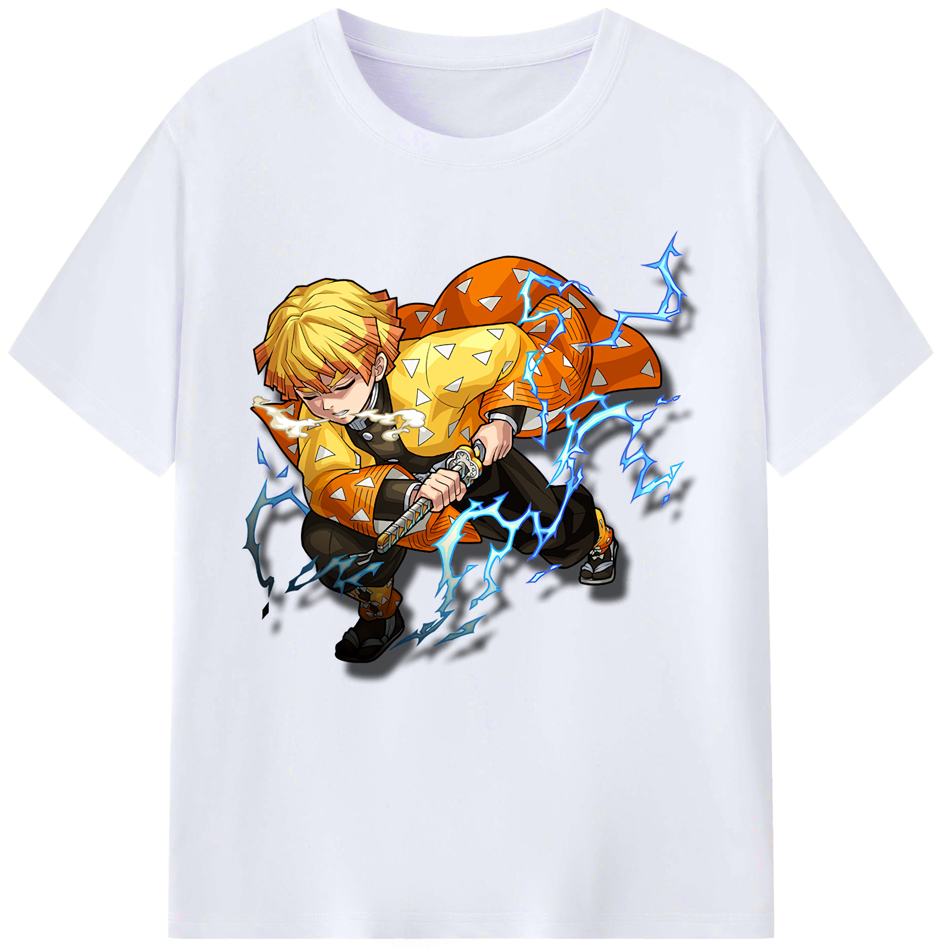 （画像用） 鬼滅の刃（きめつのやいば）我妻 善逸／あがつま ぜんいつ Agatsuma Zenitsu レディースカジュアルプリントTシャツ（綿100％）