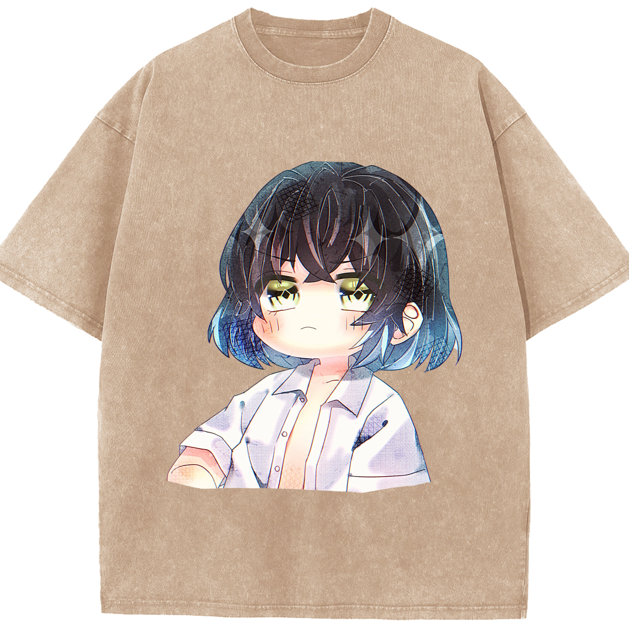 （画像用） 鬼滅の刃（きめつのやいば）嘴平 伊之助／はしびら いのすけ Hashibira Inosuke 綿100% ヴィンテージ風 半袖Tシャツ（フロントプリント）