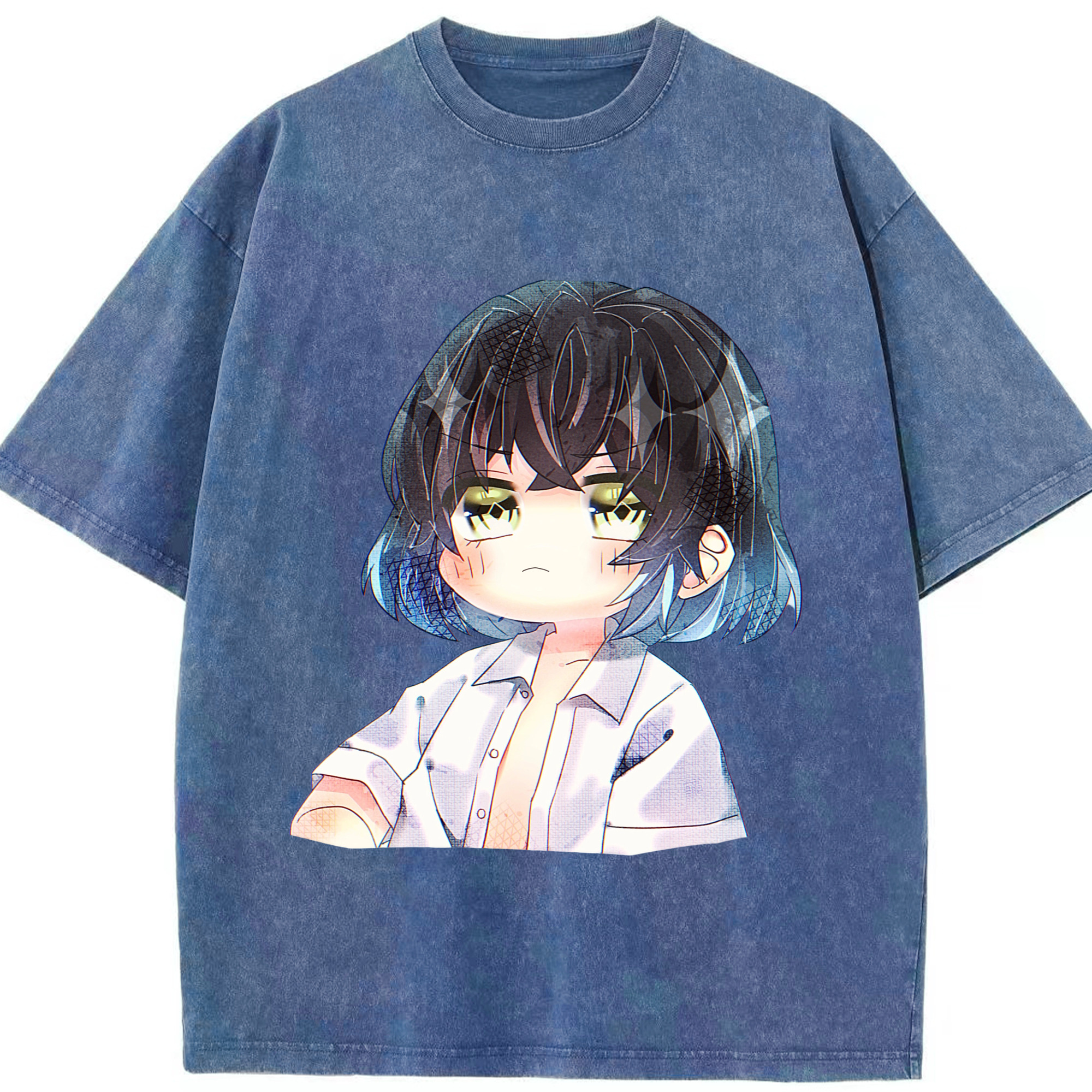 （画像用） 鬼滅の刃（きめつのやいば）嘴平 伊之助／はしびら いのすけ Hashibira Inosuke 綿100% ヴィンテージ風 半袖Tシャツ（フロントプリント）