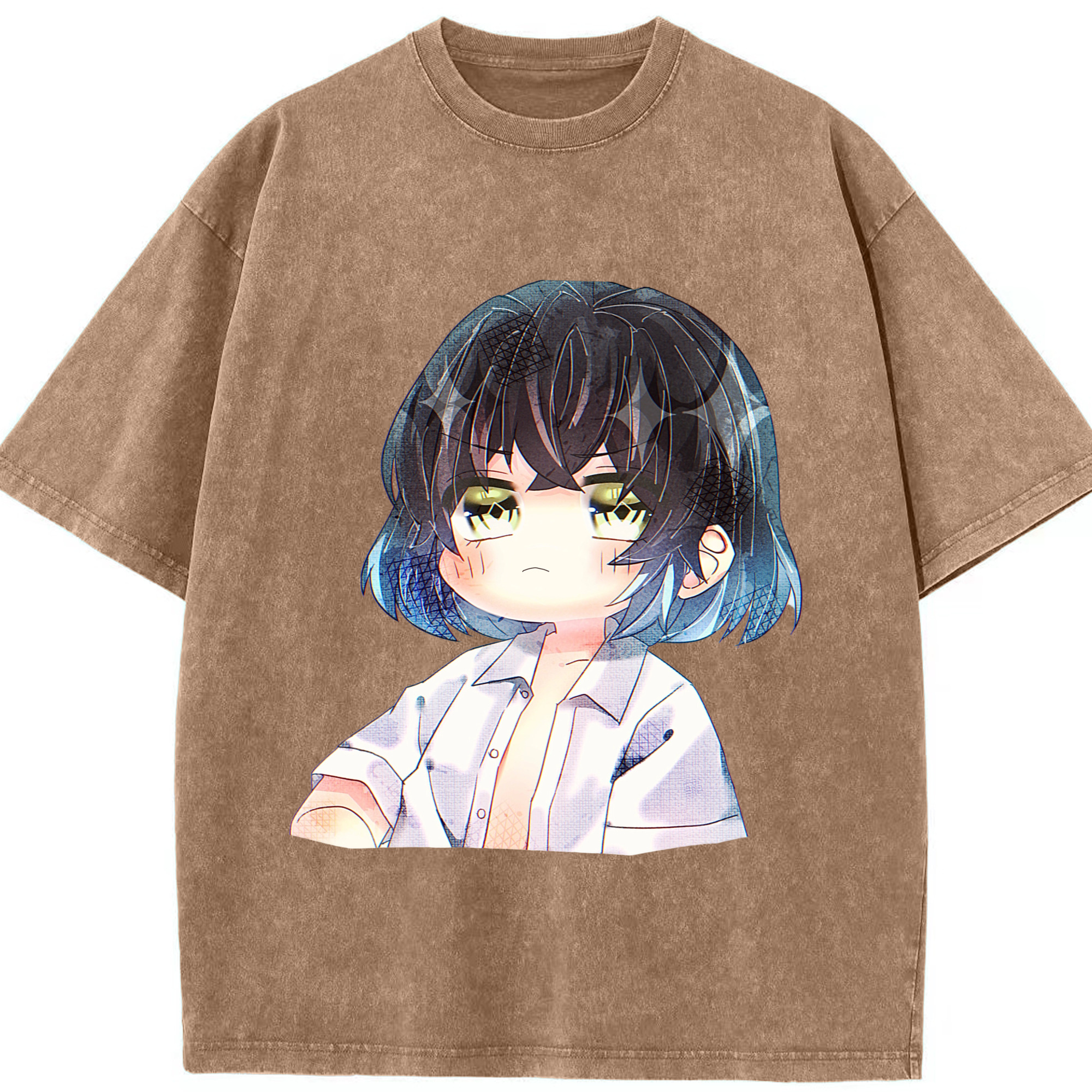 （画像用） 鬼滅の刃（きめつのやいば）嘴平 伊之助／はしびら いのすけ Hashibira Inosuke 綿100% ヴィンテージ風 半袖Tシャツ（フロントプリント）
