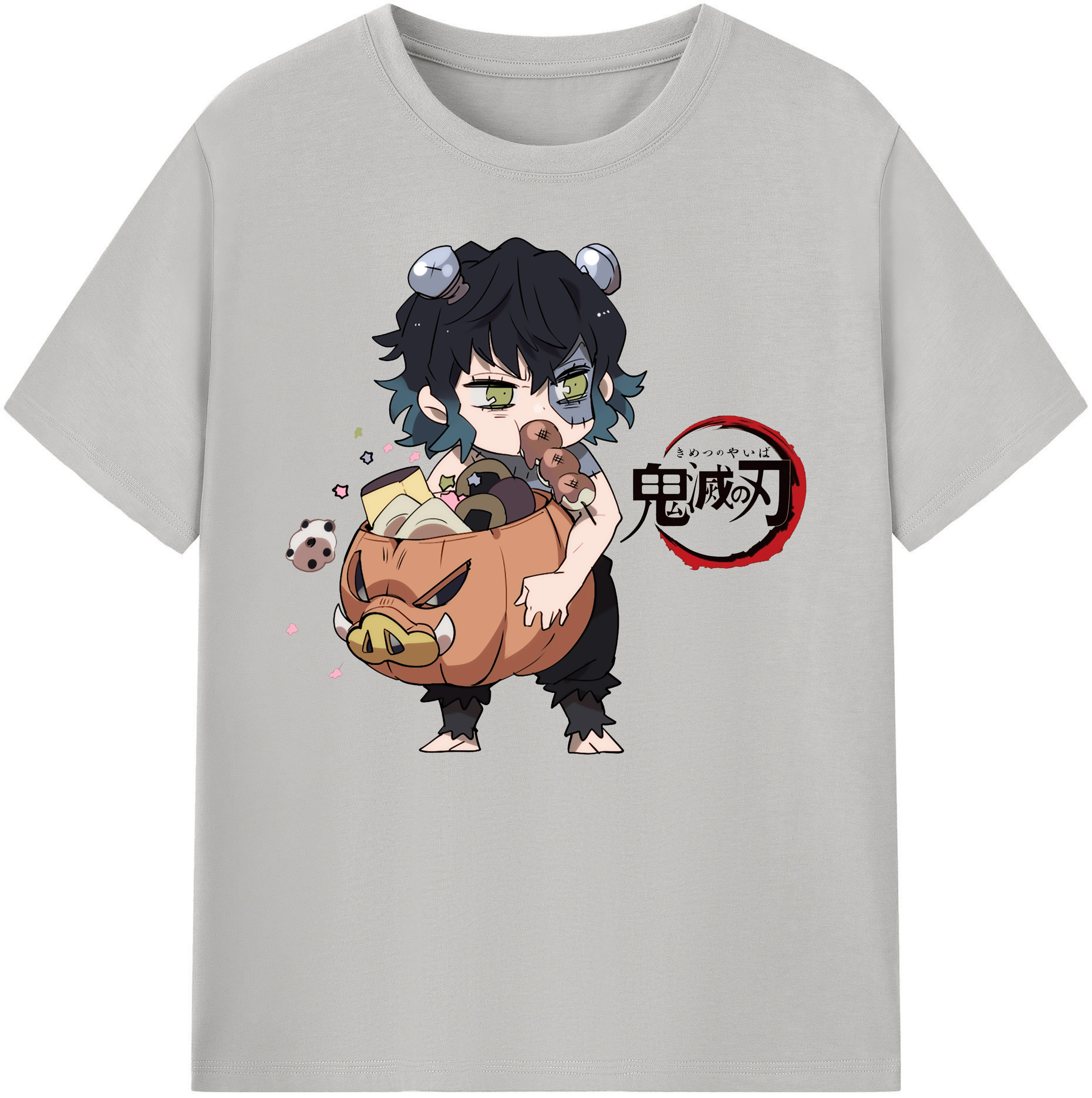 （画像用） 鬼滅の刃（きめつのやいば）嘴平 伊之助／はしびら いのすけ Hashibira Inosuke 綿100％ メンズ半袖Tシャツ｜肌触りやわらか＆通気性