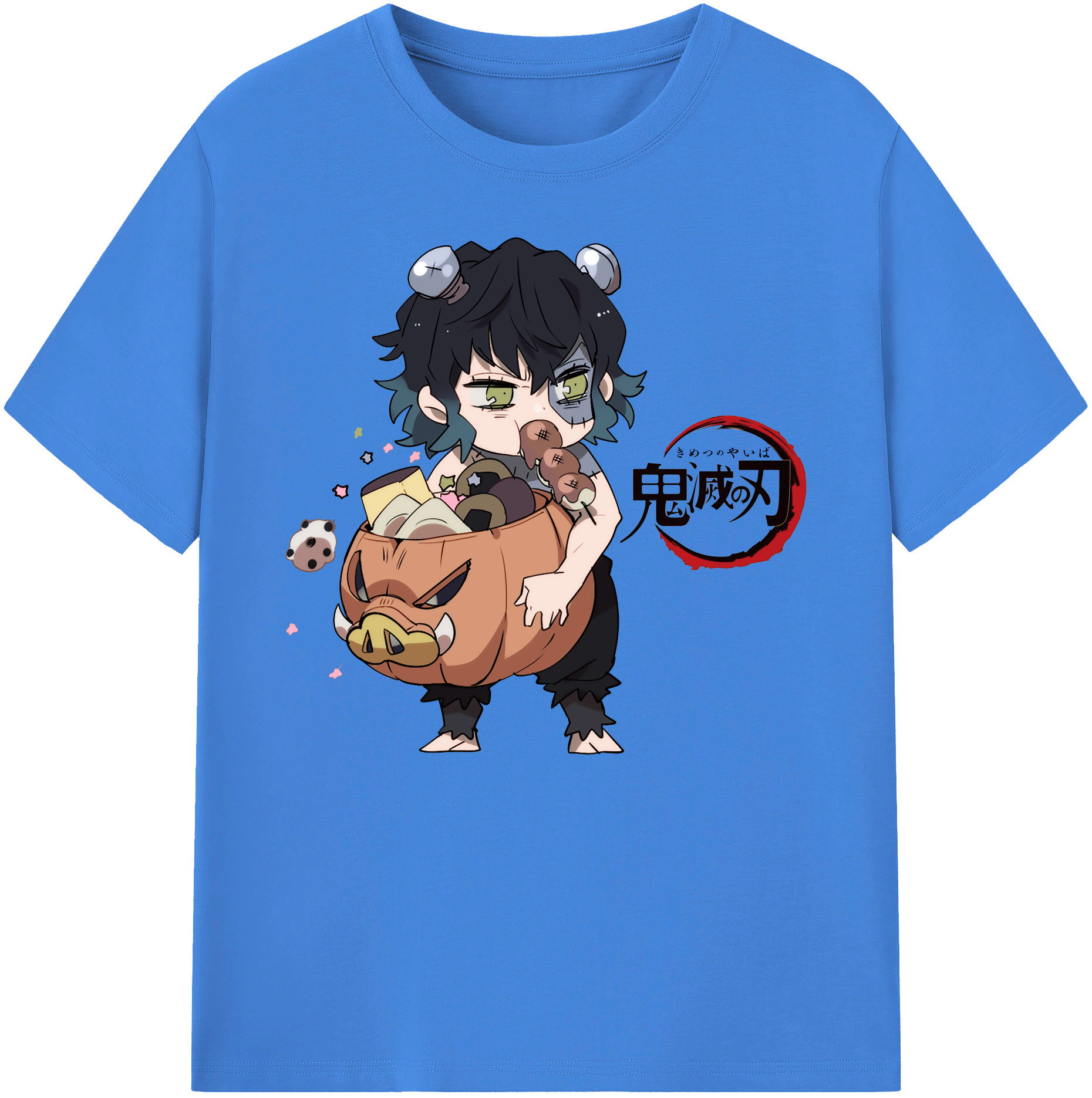 （画像用） 鬼滅の刃（きめつのやいば）嘴平 伊之助／はしびら いのすけ Hashibira Inosuke 綿100％ メンズ半袖Tシャツ｜肌触りやわらか＆通気性