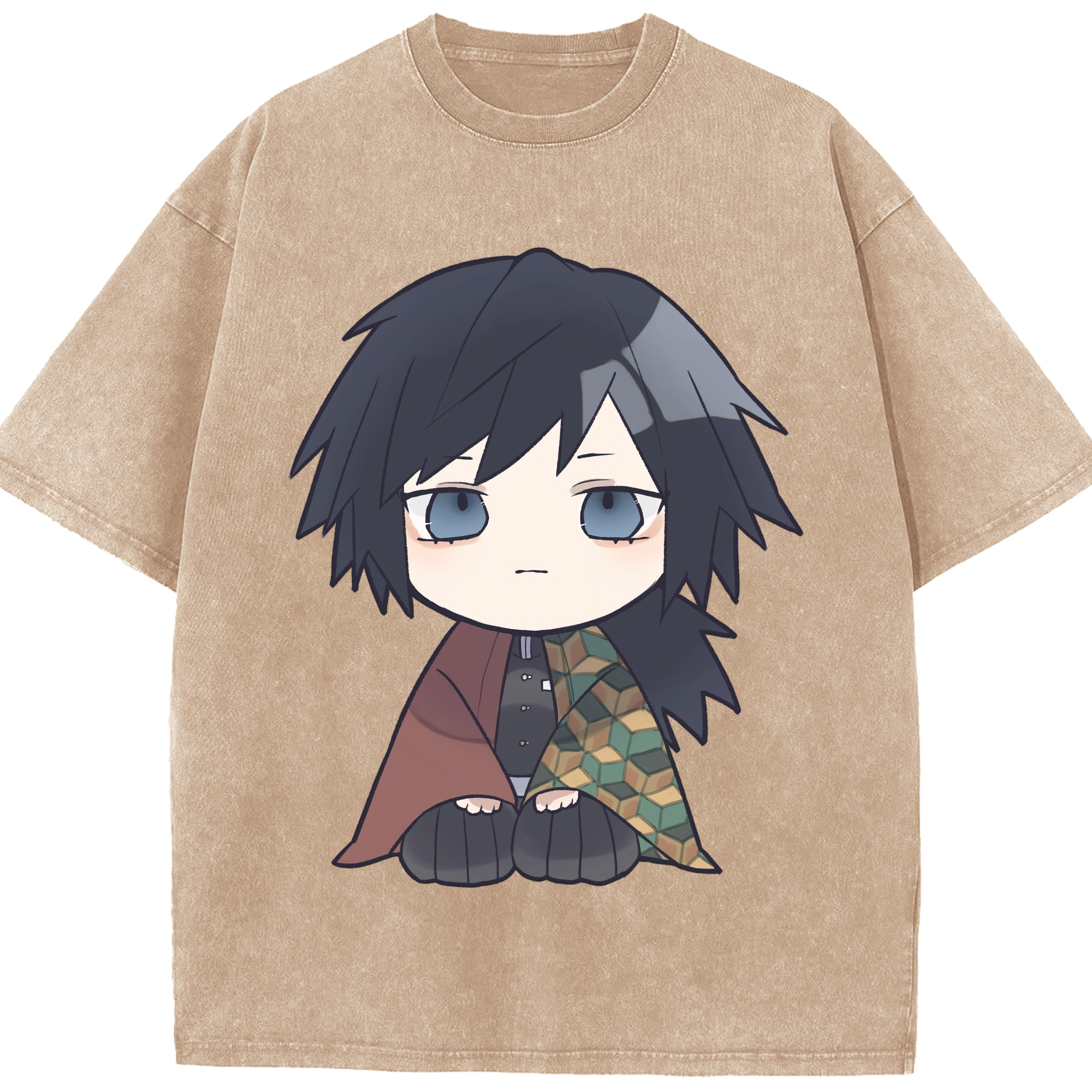 （画像用） 鬼滅の刃（きめつのやいば）水柱-冨岡 義勇／とみおか ぎゆう Tomioka Giyuu 綿100% ヴィンテージ風 半袖Tシャツ（フロントプリント）