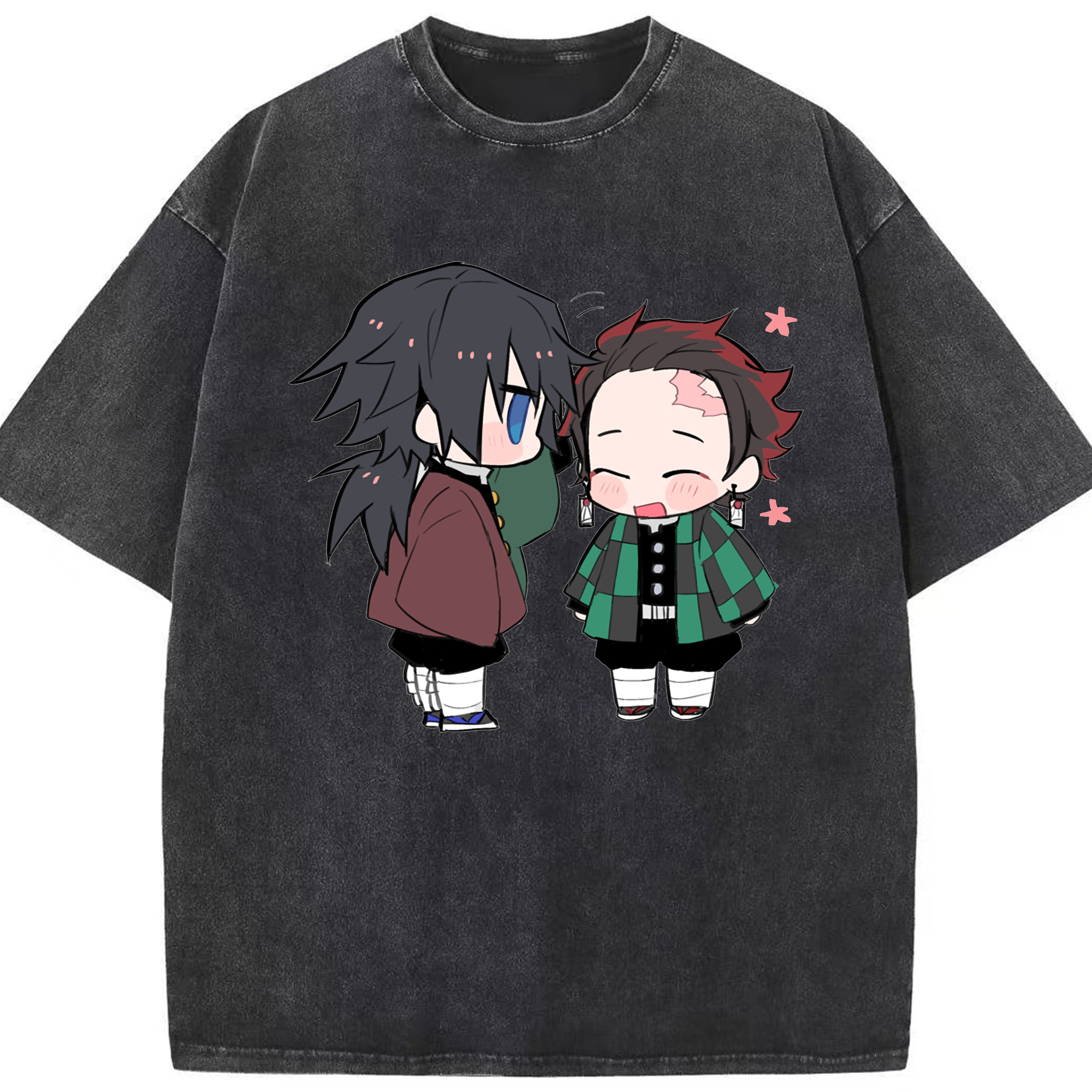 （画像用） 鬼滅の刃（きめつのやいば）水柱-冨岡 義勇／とみおか ぎゆう Tomioka Giyuu 綿100% ヴィンテージ風 半袖Tシャツ（フロントプリント）