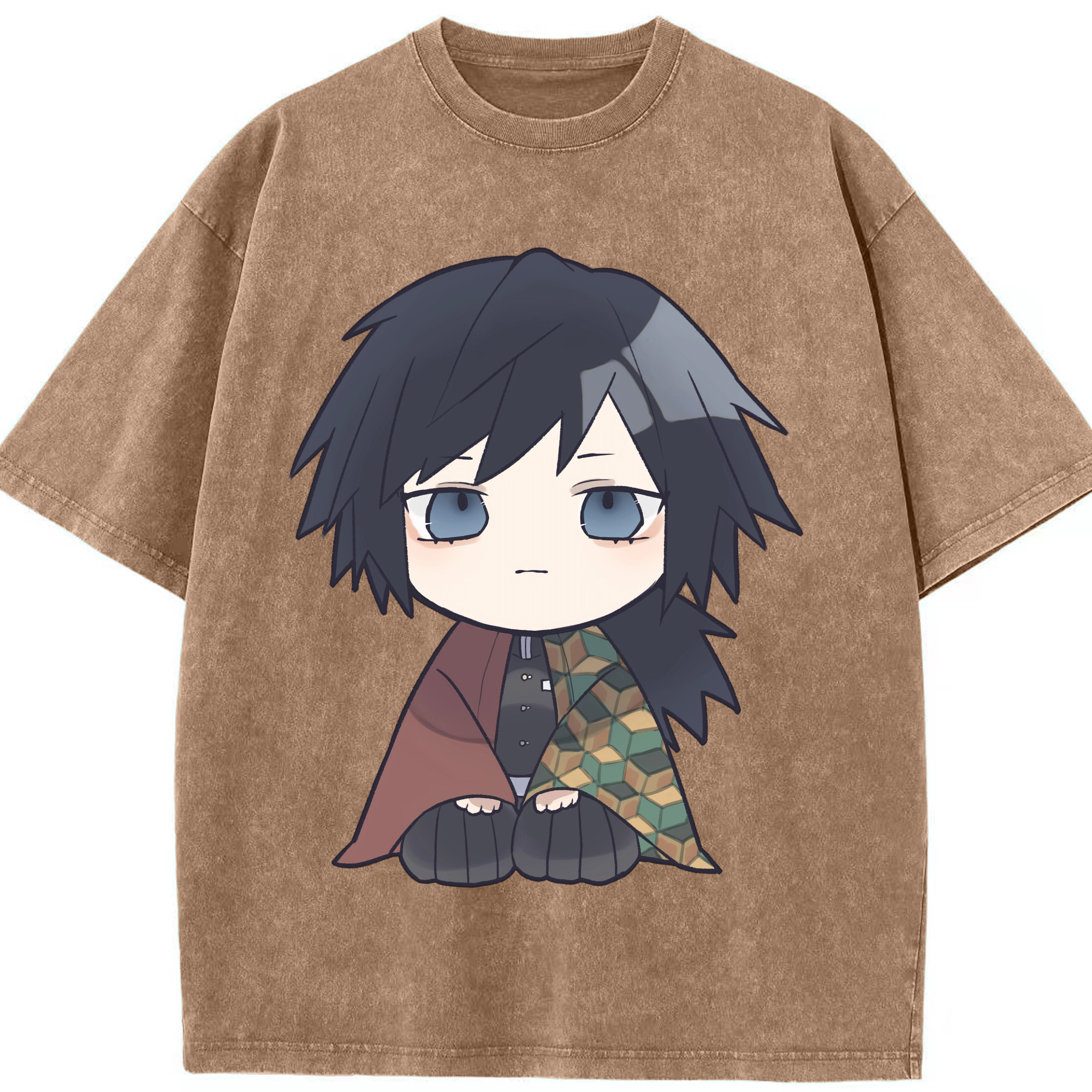 （画像用） 鬼滅の刃（きめつのやいば）水柱-冨岡 義勇／とみおか ぎゆう Tomioka Giyuu 綿100% ヴィンテージ風 半袖Tシャツ（フロントプリント）