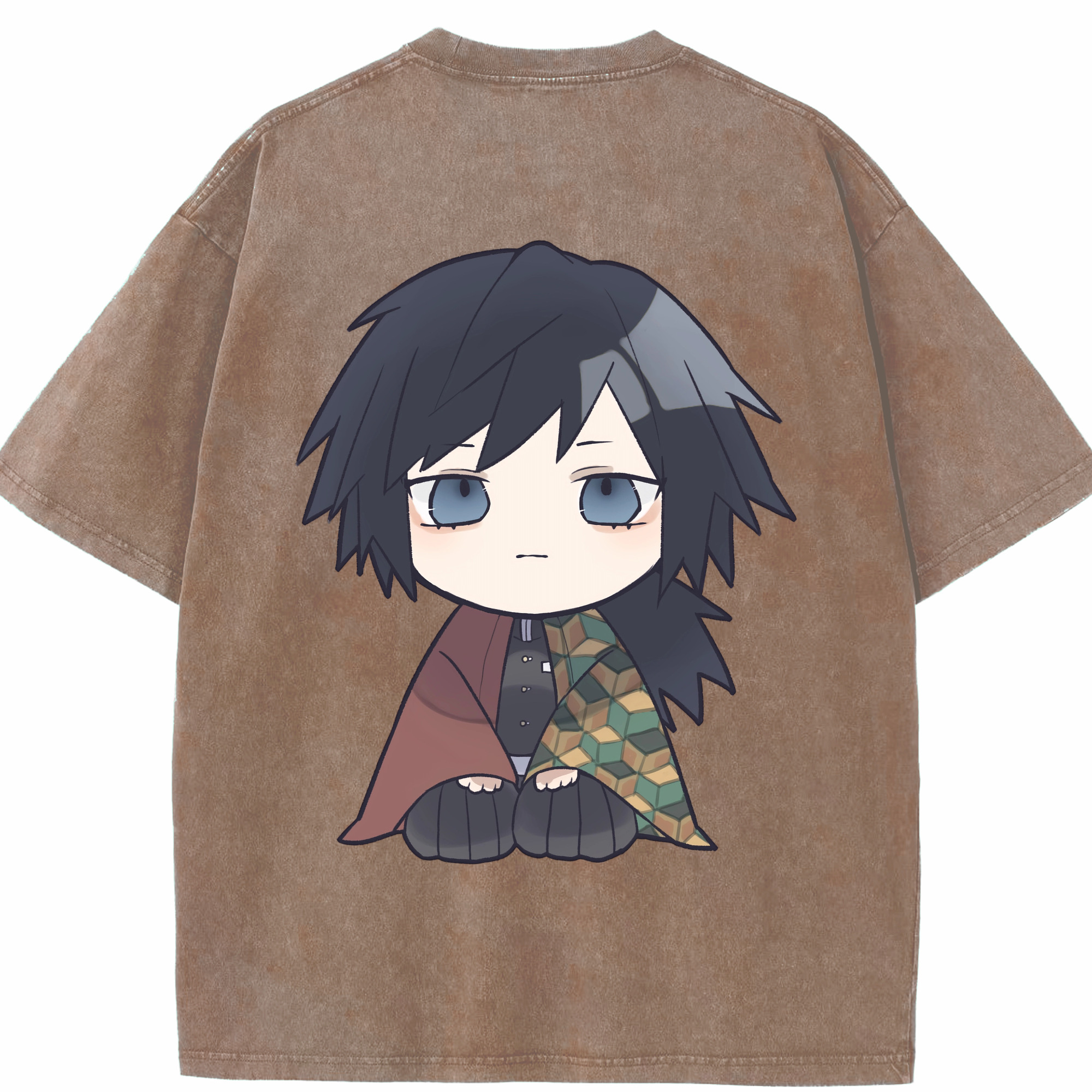 （画像用） 鬼滅の刃（きめつのやいば）水柱-冨岡 義勇／とみおか ぎゆう Tomioka Giyuu 綿100% ヴィンテージ風 半袖Tシャツ（背面プリント）